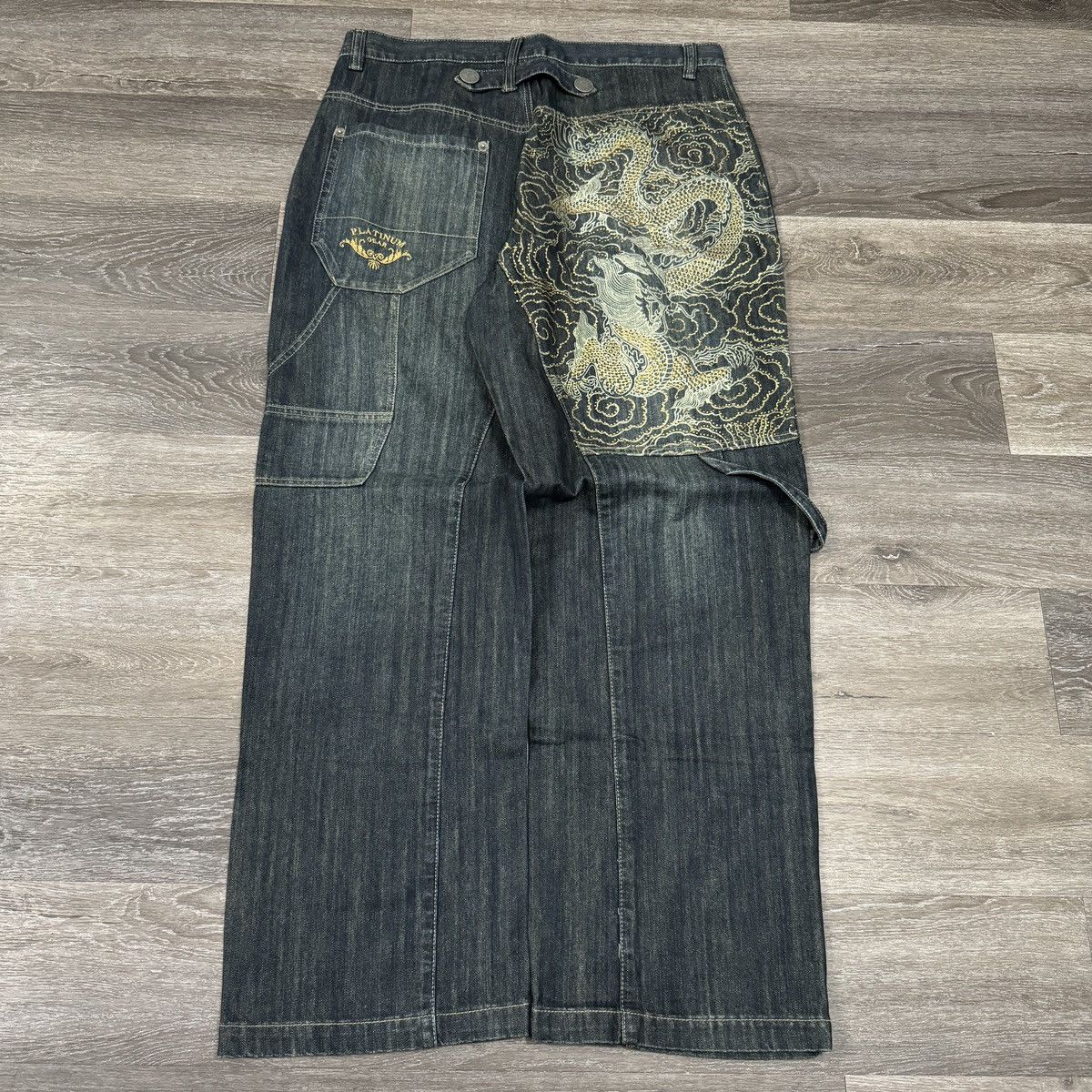 JNCO × Japanese Brand × Vintage Vintage Y2K Platinum gear embellished dragon baggy jeans NWT Size US 38 / EU 54 - 1 Thumbnail
