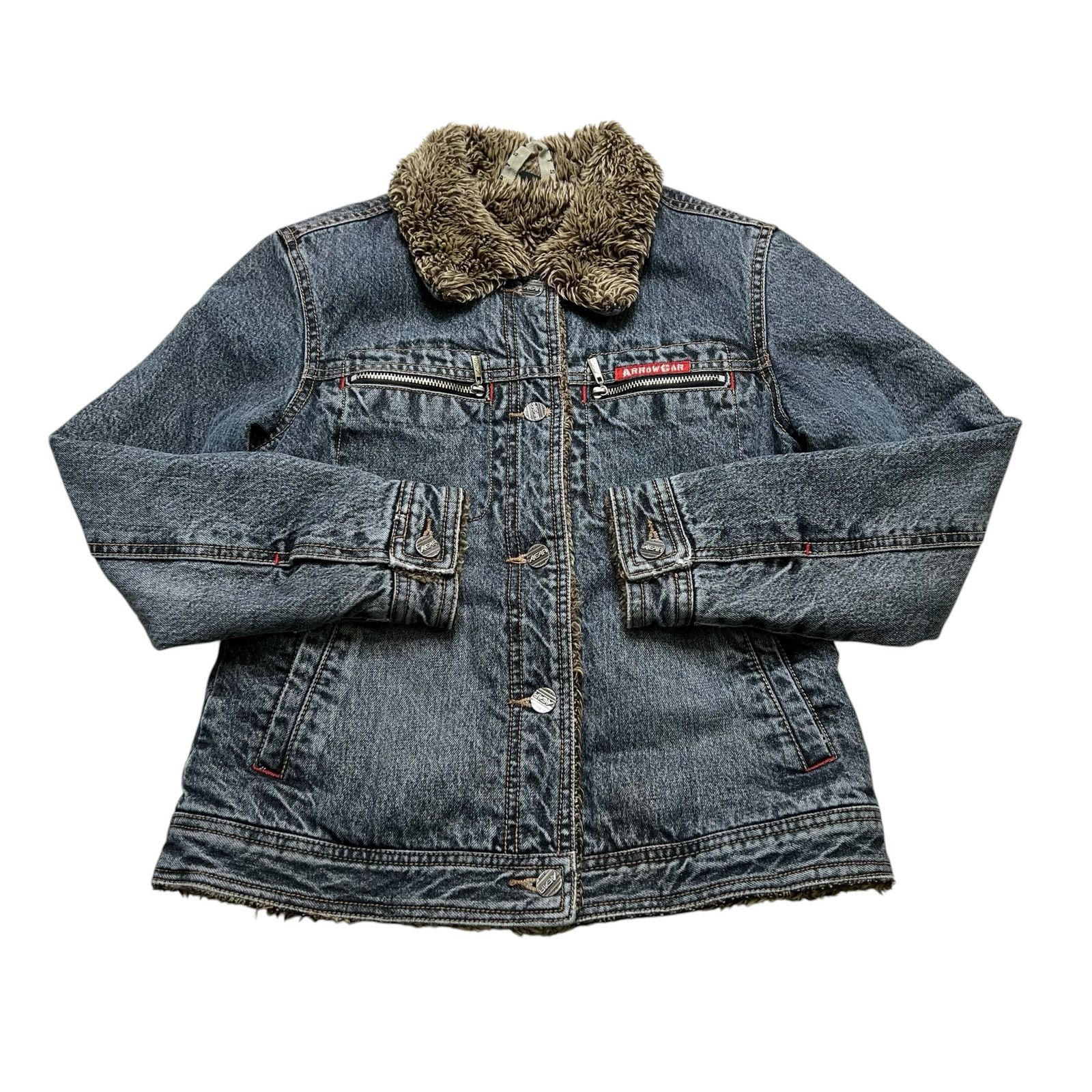 Vintage Vintage ArrowCar Sherpa Lined Denim Jacket Women’s Small Y2K Size S / US 4 / IT 40 - 1 Thumbnail