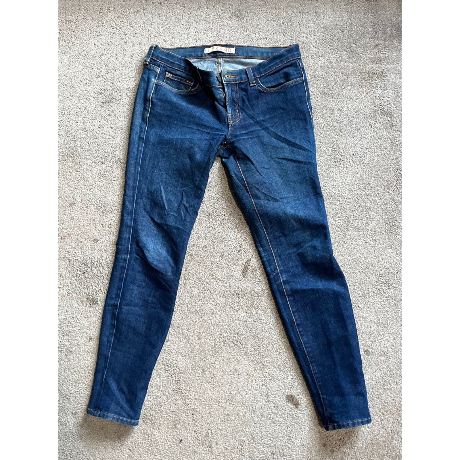 J Brand J Brand Womens Ankle Skinny Jeans Dark Blue Low Rise Button Size 27 Size 27" / US 4 / IT 40 - 2 Thumbnail