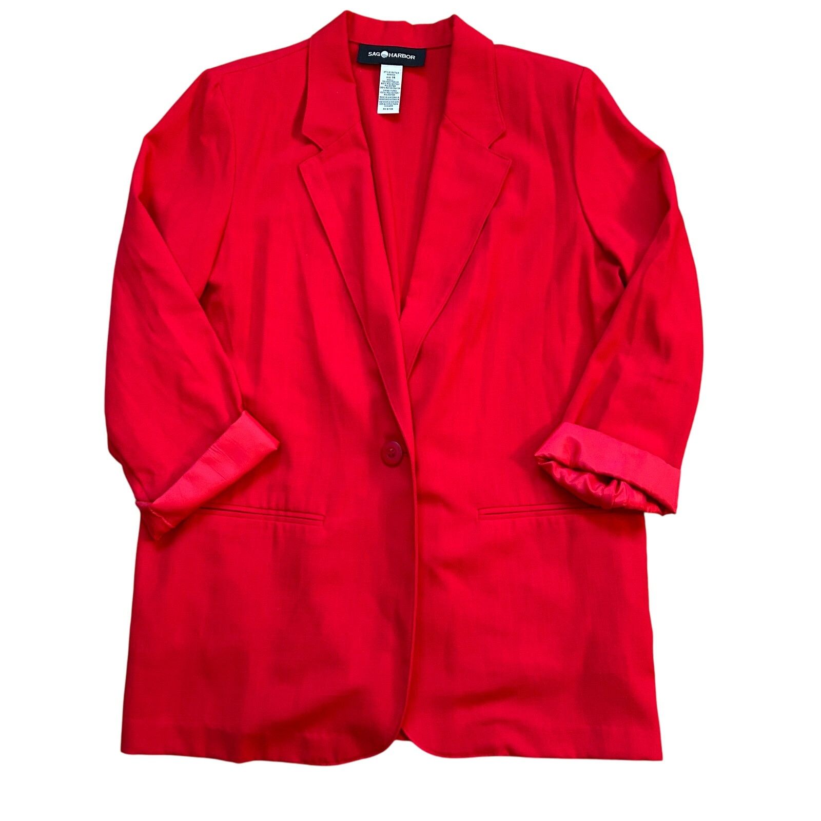 Vintage Cherry Red Vintage Blazer Mid Length 90s One Button Blazer Size XL / US 12-14 / IT 48-50 - 4 Thumbnail