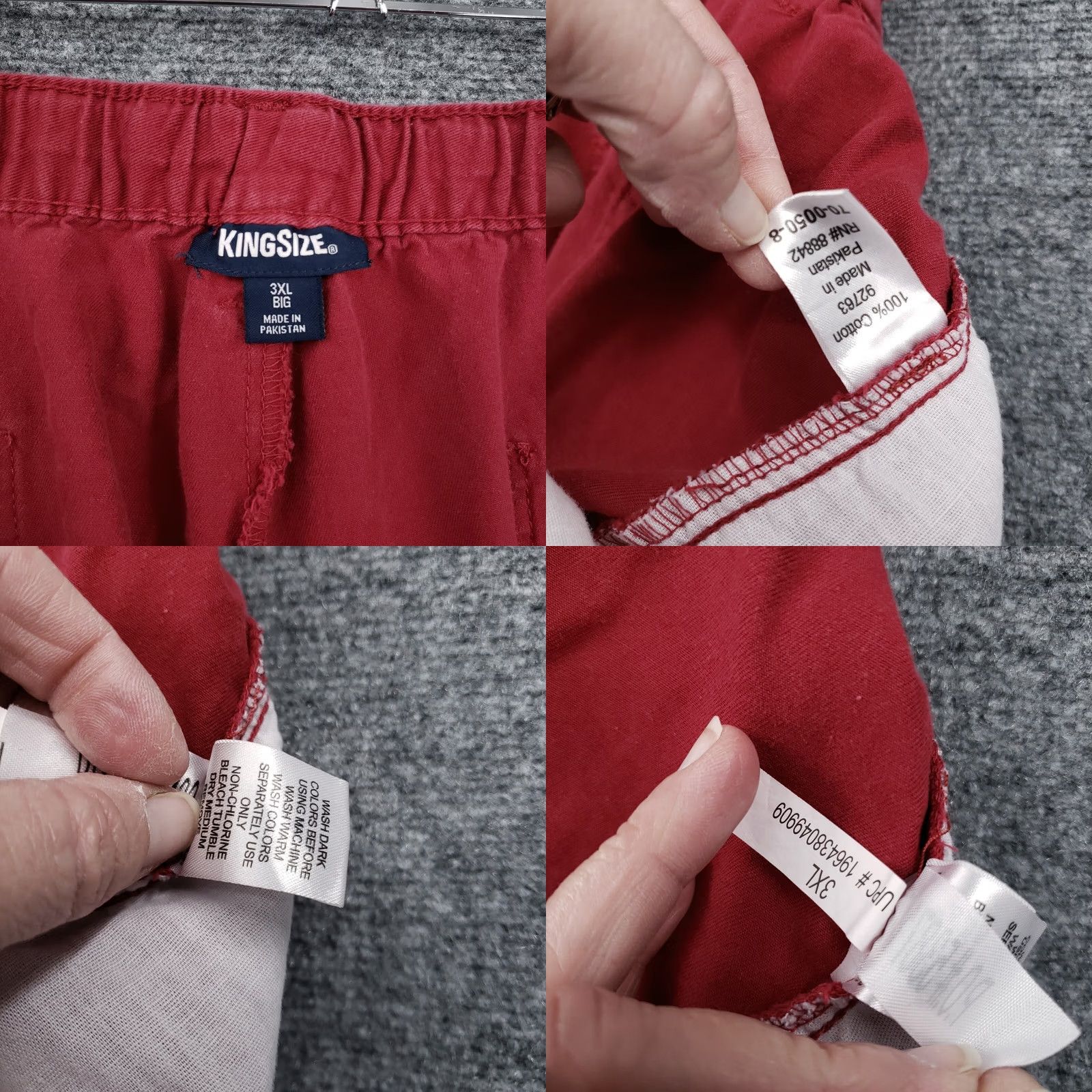 Vintage KINGSIZE Cargo Shorts Mens Big 3XLB Red Flat Front Utility Pocket Drawstring Size US 39 - 9 Thumbnail