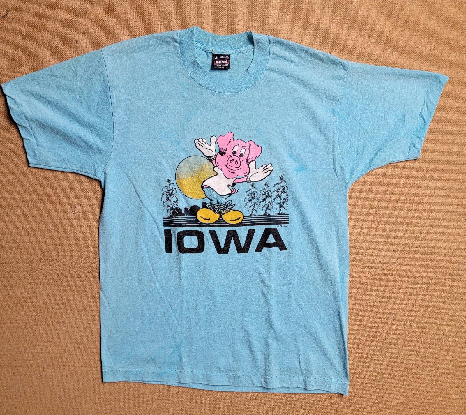 Vintage Best Fruit of Loom Iowa T Shirt Single Stitch Sz L