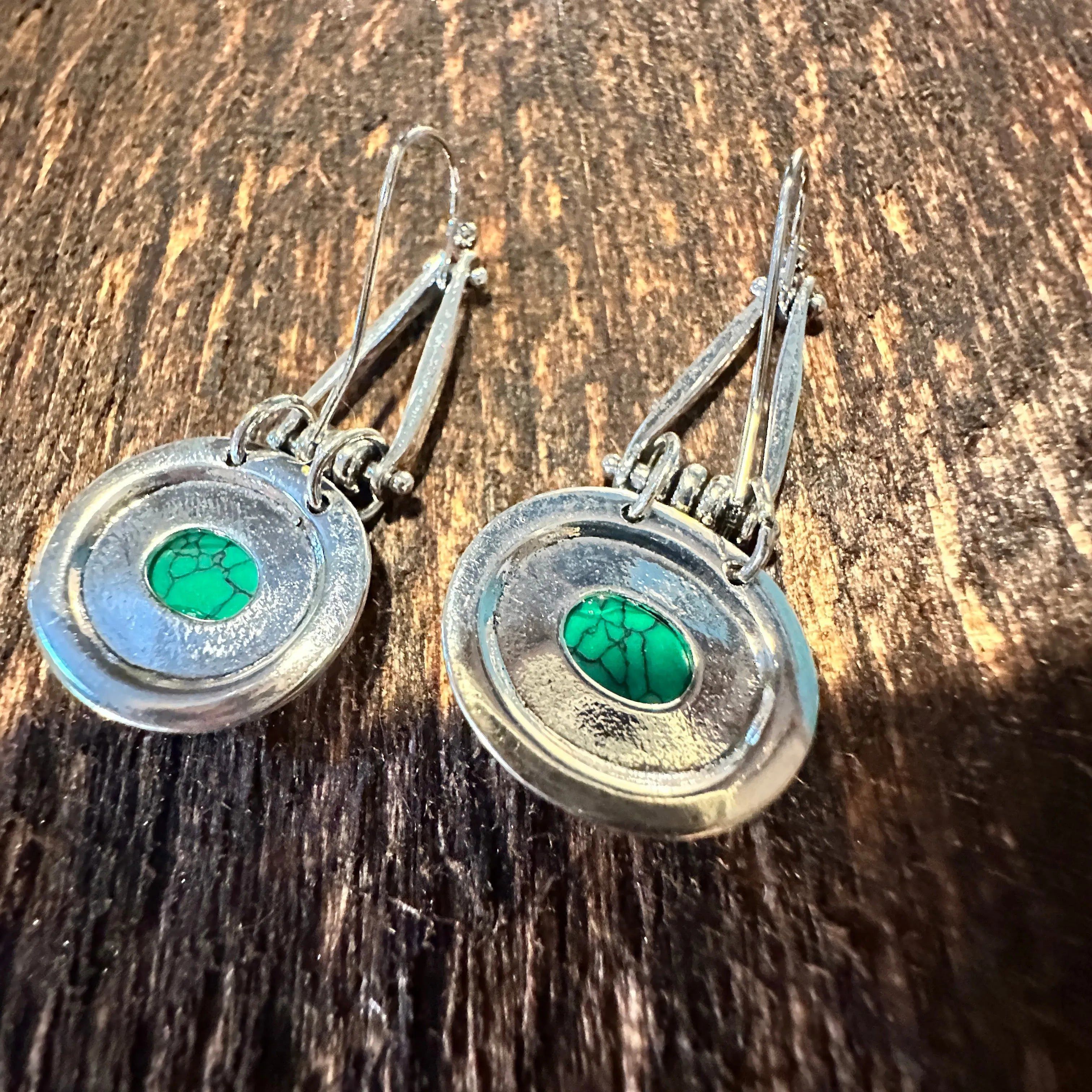Other Boho Hippie Cowgirl Western Green Agate Teardrop Silver Earr Size ONE SIZE - 8 Thumbnail