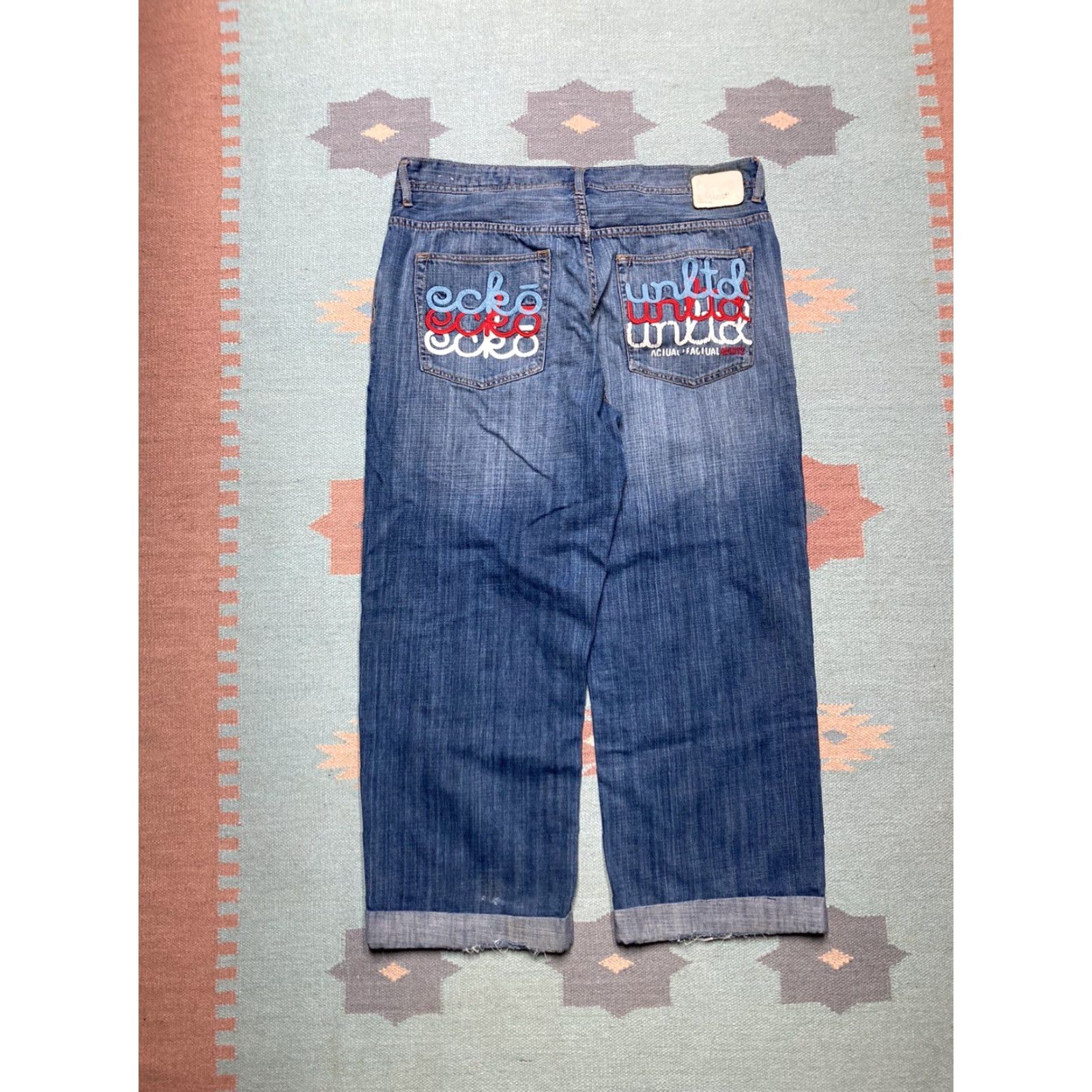 Ecko Unltd. VINTAGE Ecko Unltd Baggy Jeans Embroidered Hip Hop Pipes Skater 40x29 Men Blue Baggy Embroidered Jeans Hip Hop 90s Mens Size US 40 / EU 56 - 2 Thumbnail