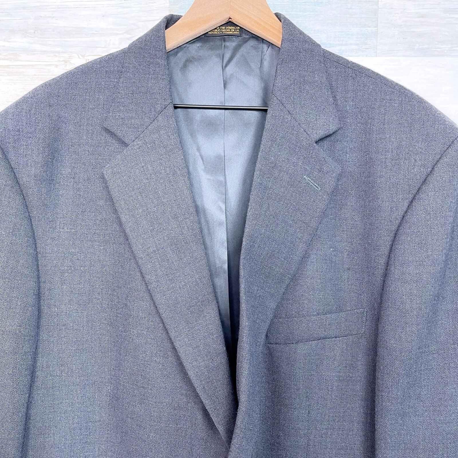 Stafford Stafford Silver Button Hopsack Blazer Gray Worsted Wool 48L Size 48L - 2 Thumbnail
