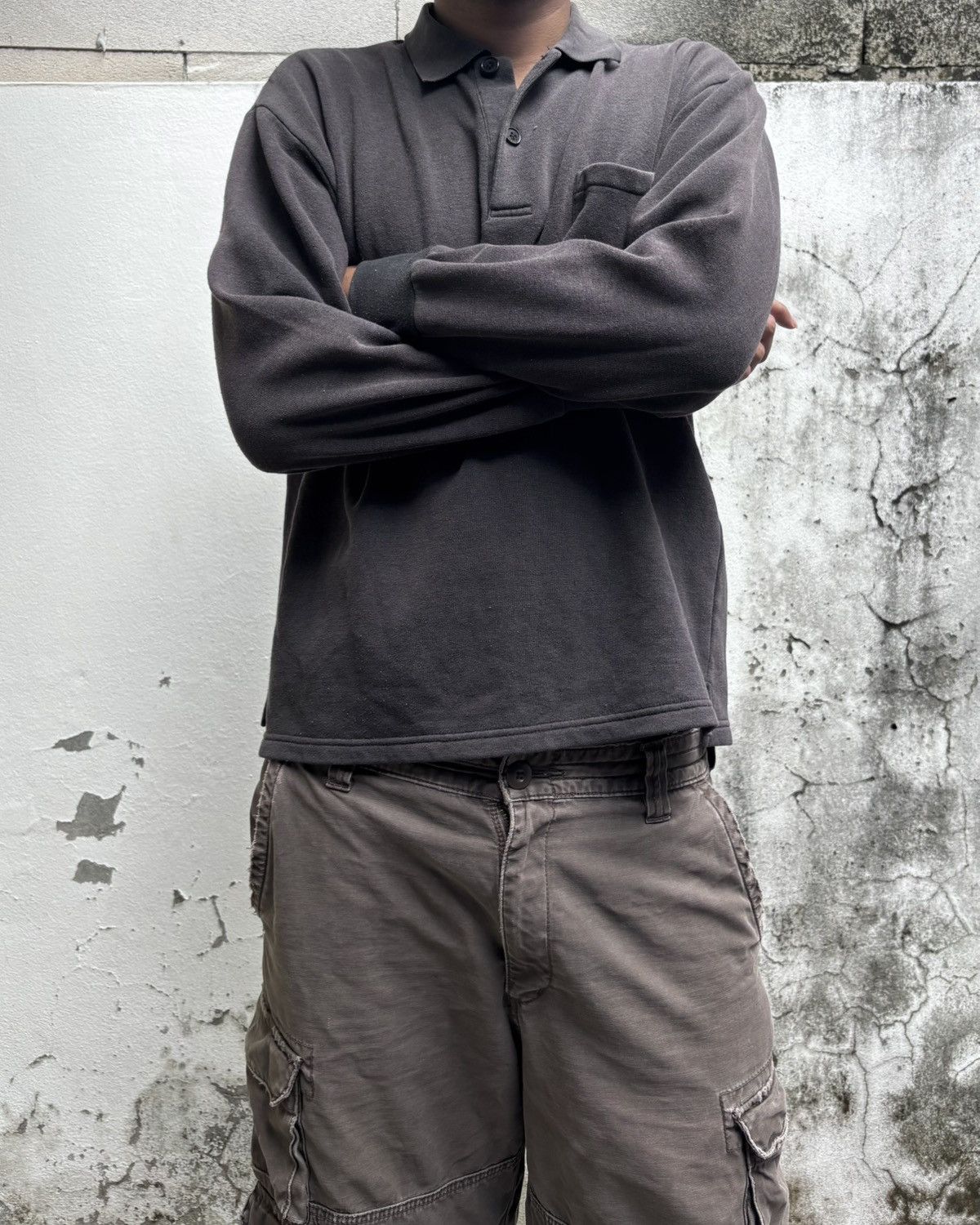 Other Thrashed Faded Distressed Black Button Sweatshirt ERD Grunge Size US L / EU 52-54 / 3 - 8 Thumbnail