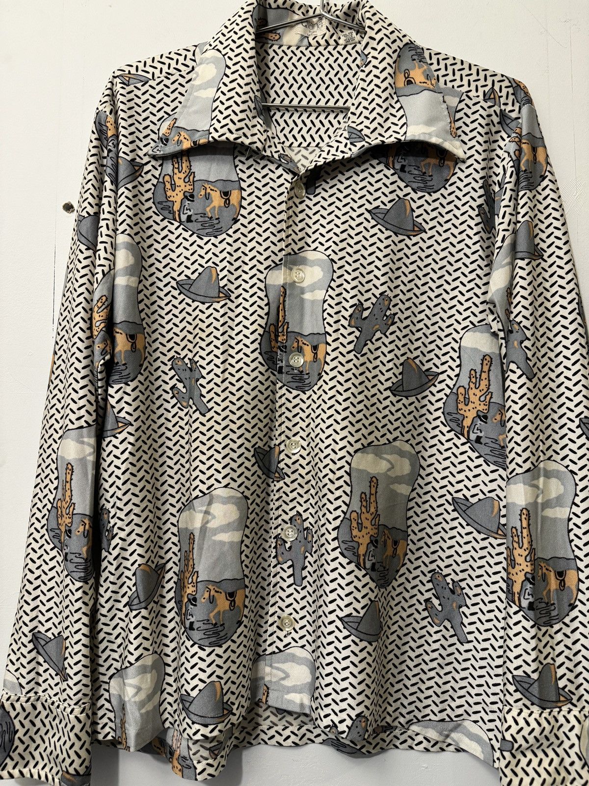 Vintage Vintage 70s Qiana Silky Nylon Cactus Cowboy Western Shirt Size US L / EU 52-54 / 3 - 7 Thumbnail