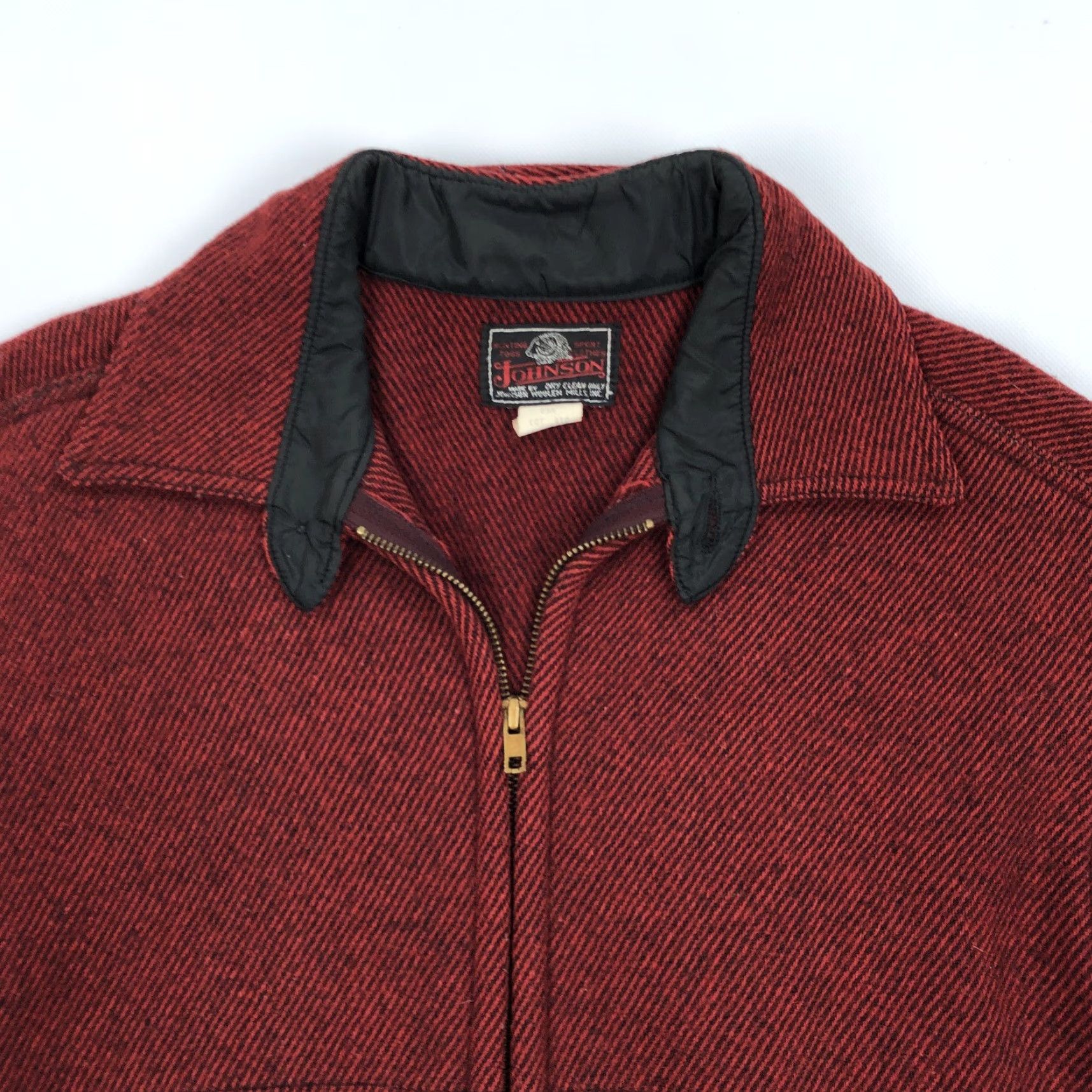 Johnson Woolen Mills VINTAGE Johnson Woolen Mills Red Black Herringbone Wool Full Zip Jacket 42 Mens Wool Coat Size US XS / EU 42 / 0 - 2 Thumbnail
