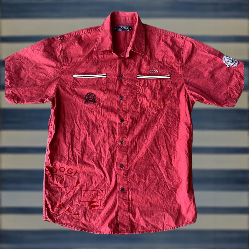 Coogi VINTAGE COOGI Shirt Mens Large Red Hip Hop Pocket Work Button-Up Short Sleeve Collared Size US L / EU 52-54 / 3 - 1 Thumbnail
