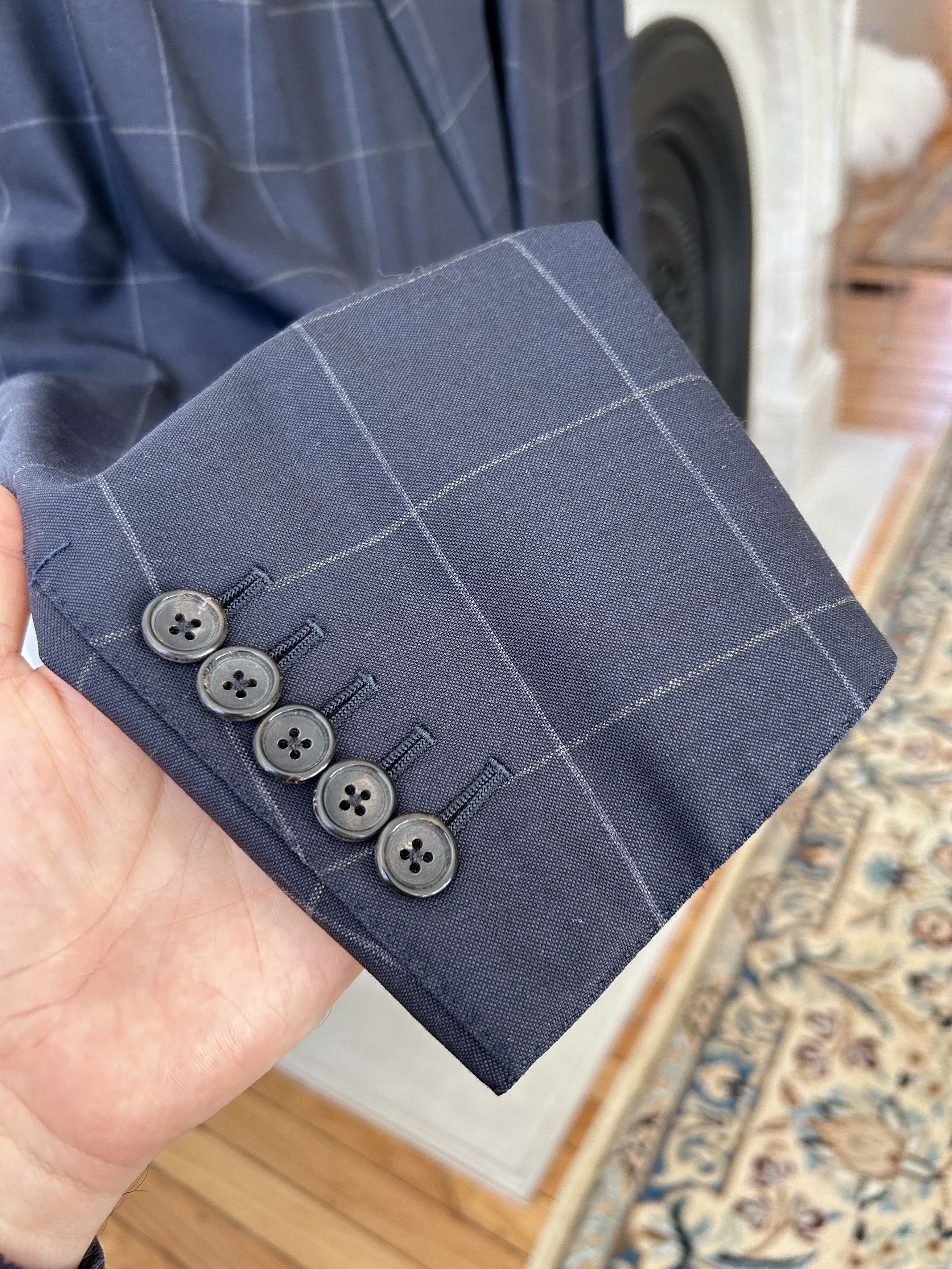 Tom Ford Tom Ford Navy Blue Windowpane Spencer 3-Piece Suit Size 36R Size 36R - 3 Thumbnail