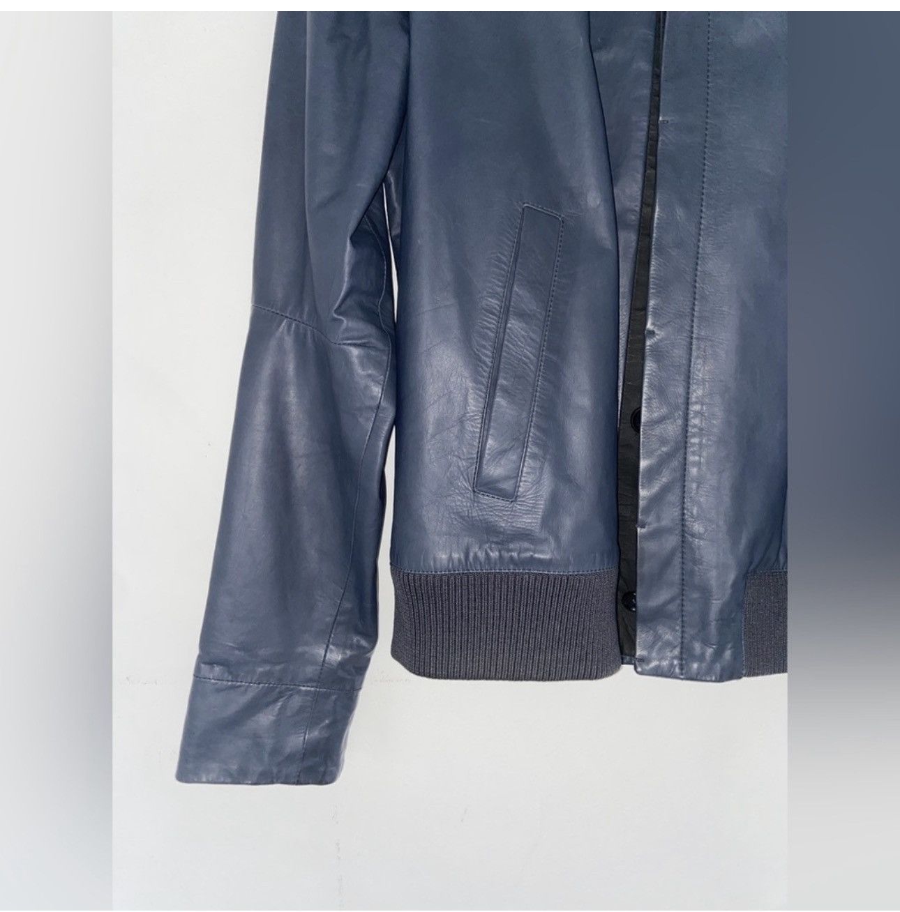 Alexander McQueen Alexander McQueen leather jacket XXL Blue UNI​​​ Vintage Lux Size XXL / US 16-18 / IT 52-54 - 4 Thumbnail