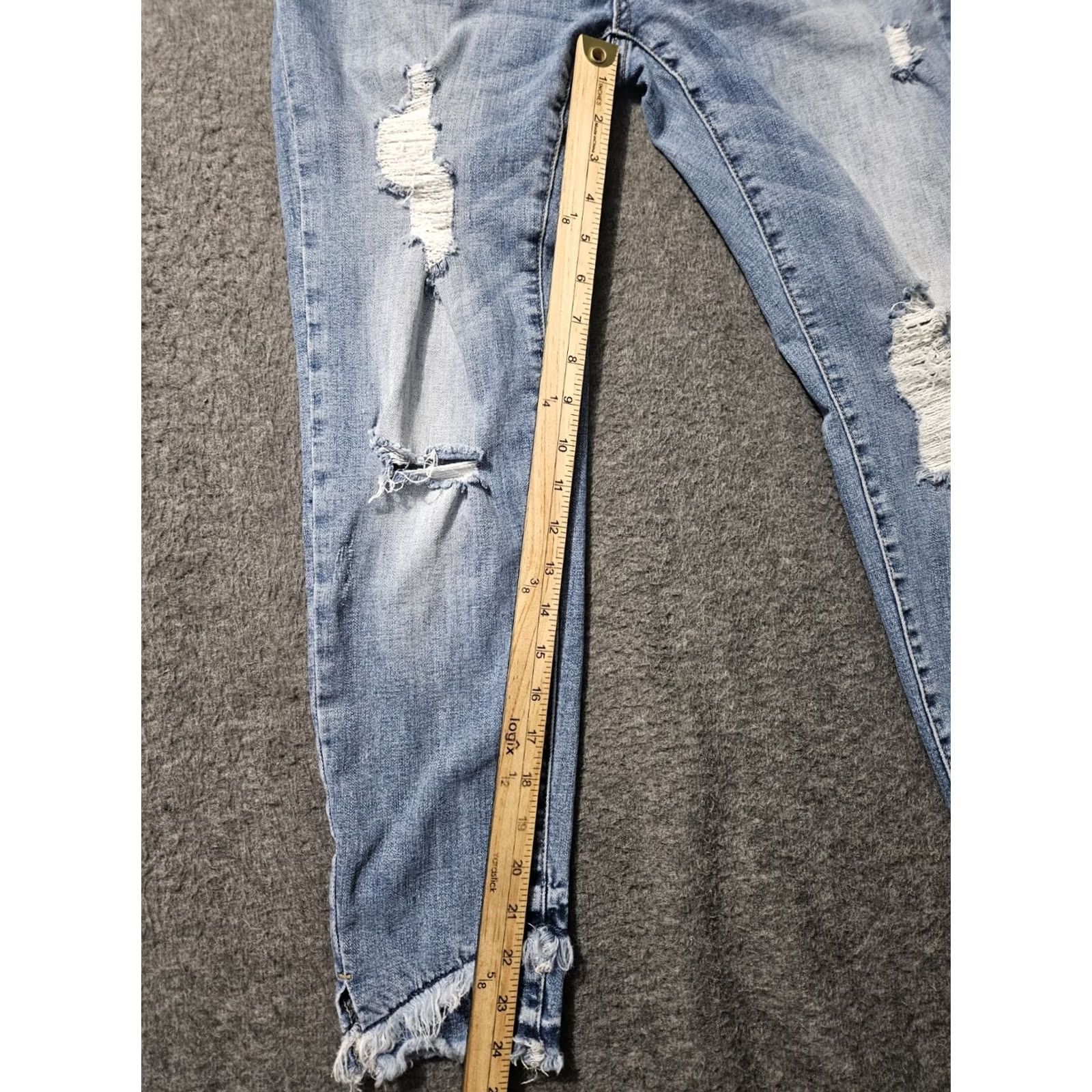Vintage Kancan Skinny Ankle Jeans Juniors 13x30 Mid Rise Blue Distressed Stretch Preppy Jeans Womens Boys Girls? Size 34" / US 12 / IT 48 - 5 Thumbnail