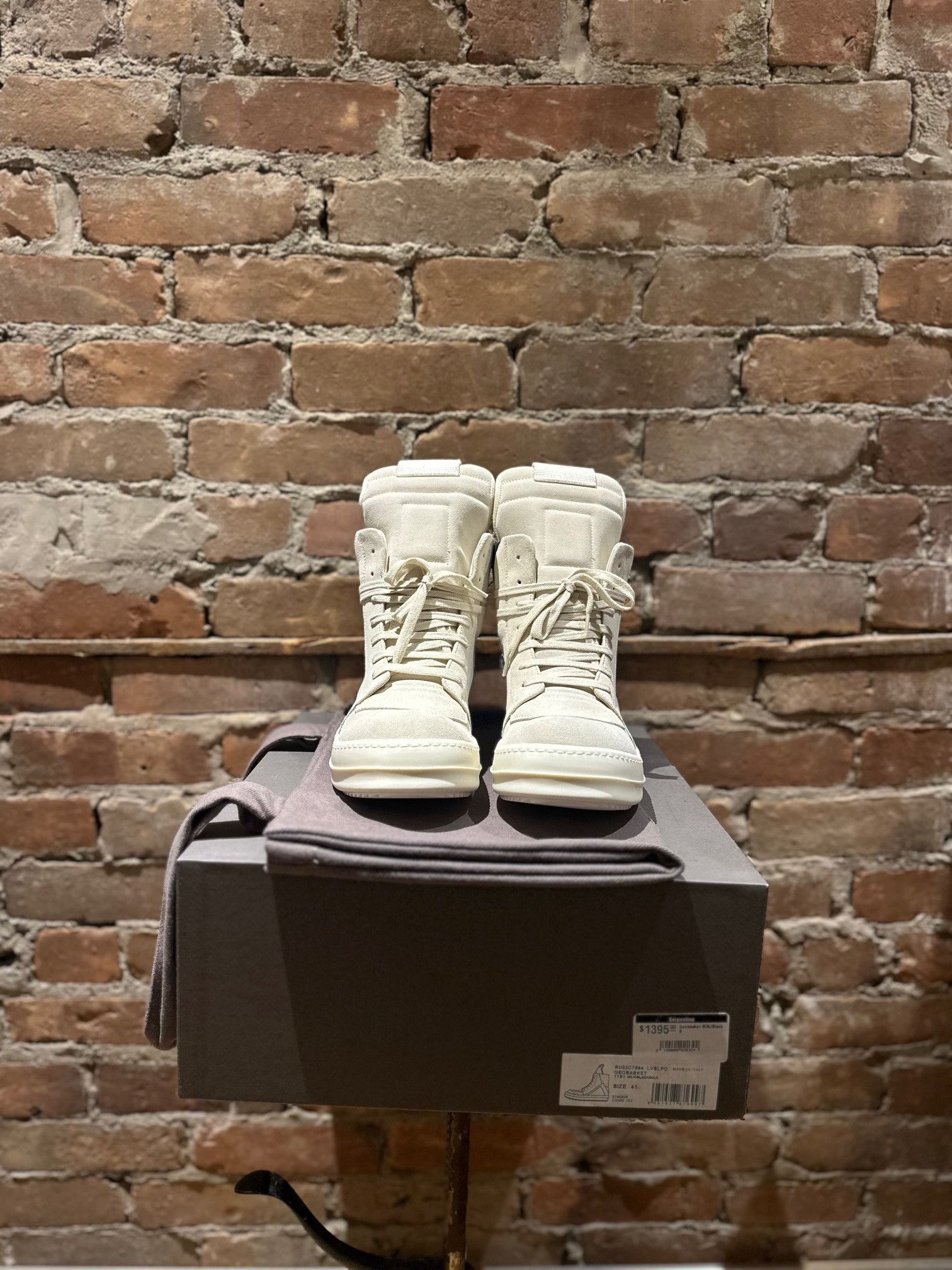 Rick Owens Rick Owens Geobasket Sneakers – White/Black Suede Leather Size US 8 / EU 41 - 4 Thumbnail