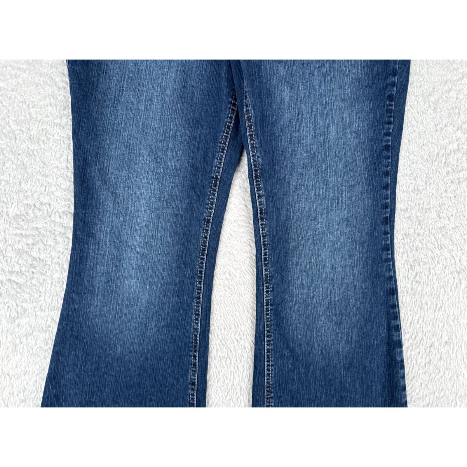 Vintage Maurices Blue Denim Jeans Bootcut Mid Rise 31x29 Womens Cotton Blend 12 Regular Zip Pockets Size 34" / US 12 / IT 48 - 3 Thumbnail