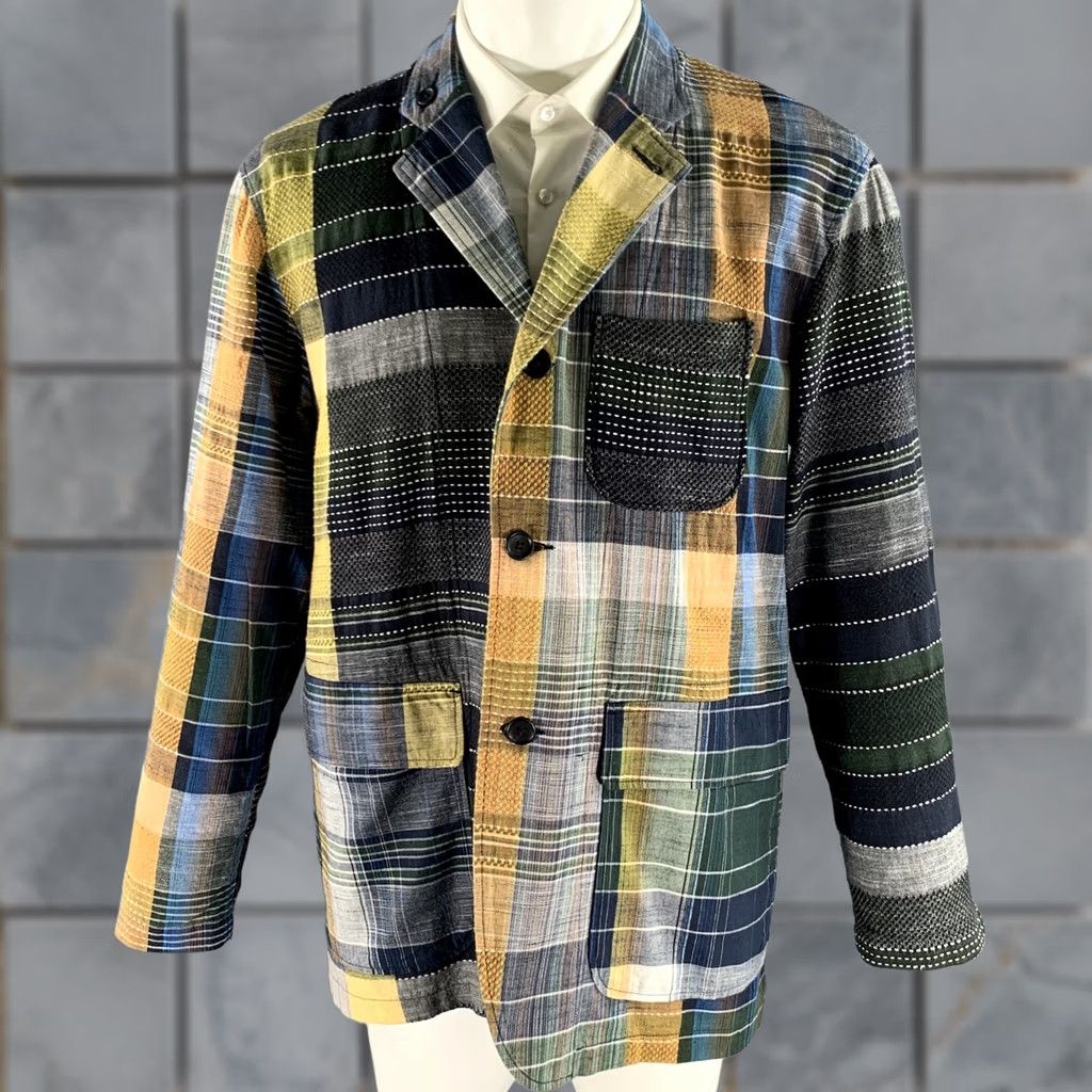 Engineered Garments ENGINEERED GARMENTS Sport Coat M Navy Orange Patchwork Cotton Notch Lapel Men Size US M / EU 48-50 / 2 - 1 Thumbnail