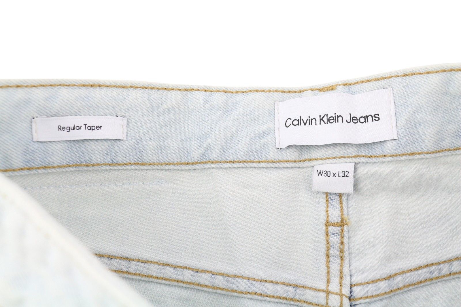 Calvin Klein REGULAR TAPER W30/L32 Light Blue Washed Zipper Denim 85329 Size US 30 / EU 46 - 6 Thumbnail