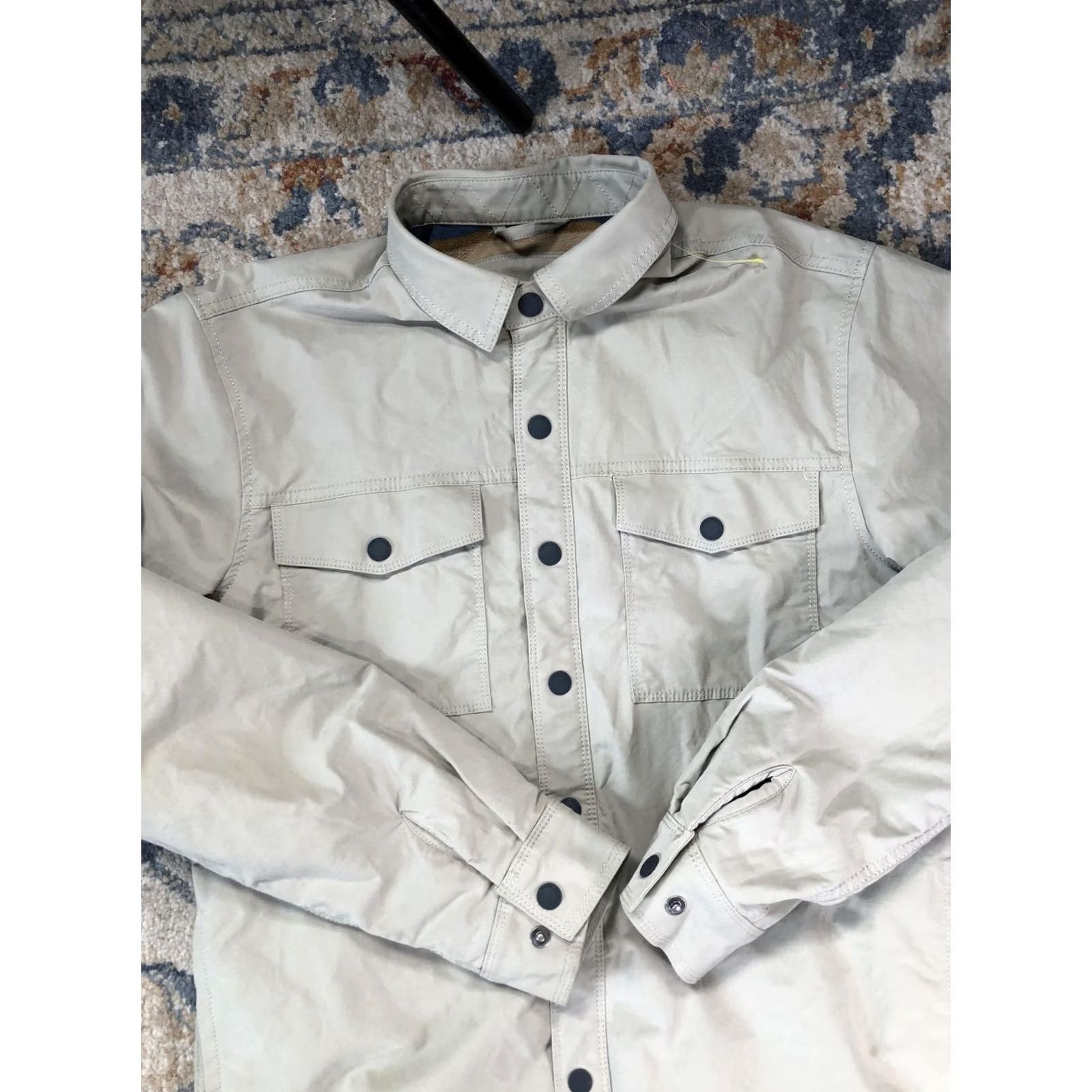 Eddie Bauer Eddie Bauer Shirt Jacket Mens S Beige Cotton Fleece Lined Snap Front Outdoor Size US S / EU 44-46 / 1 - 4 Thumbnail