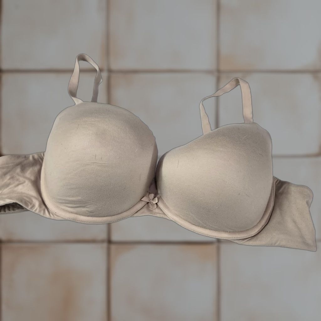 Torrid Women Bra 44B Beige Curve Plunge Underwired Bow Lightly Lined Read