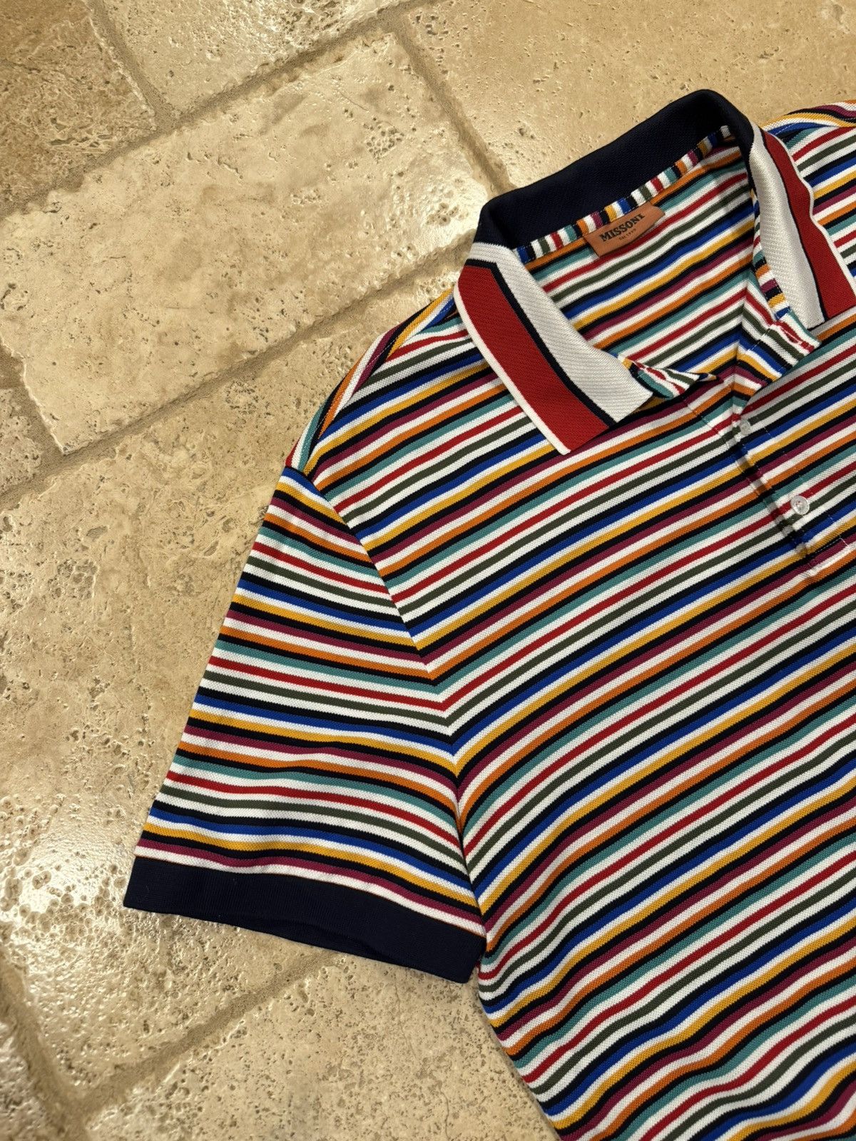 Missoni Missoni Multicolor Striped Polo Shirt Size US XL / EU 56 / 4 - 6 Thumbnail