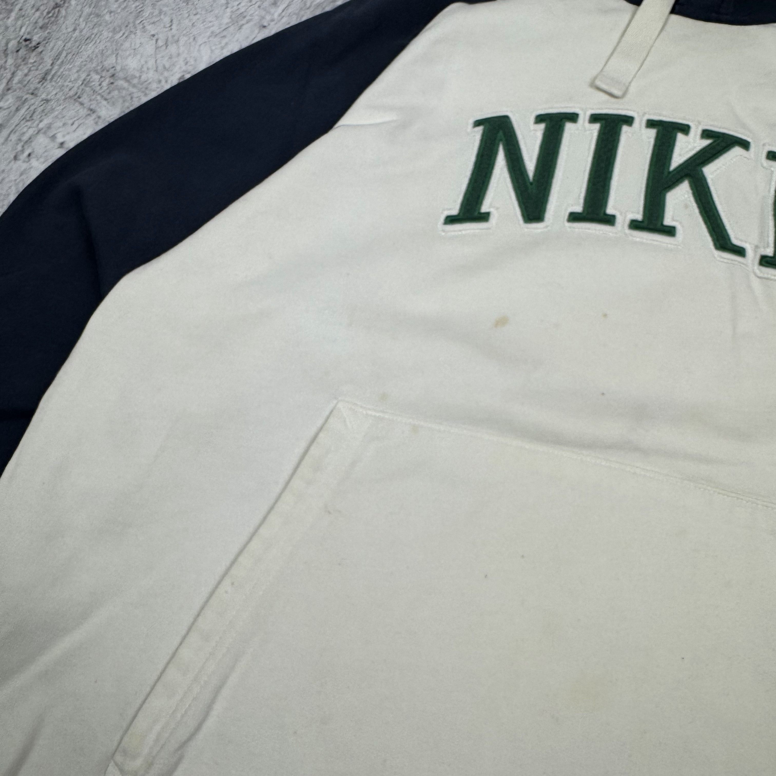 Nike Nike Athletic Men's White Blue Spellout Pullover Hoodie M Size US M / EU 48-50 / 2 - 11 Thumbnail