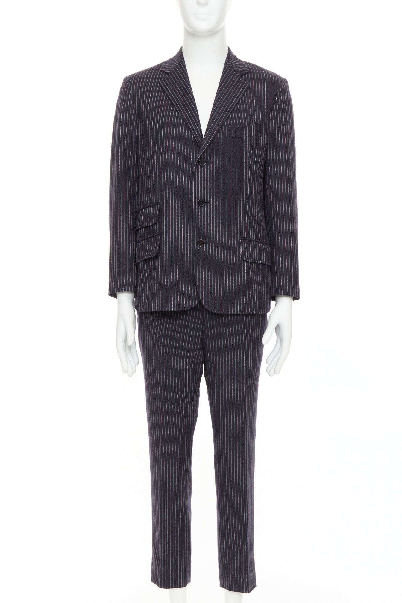 Etro ETRO grey pink pinstripe wool cashmere single breasted blazer pants set IT52 XL Size 52R - 1 Thumbnail