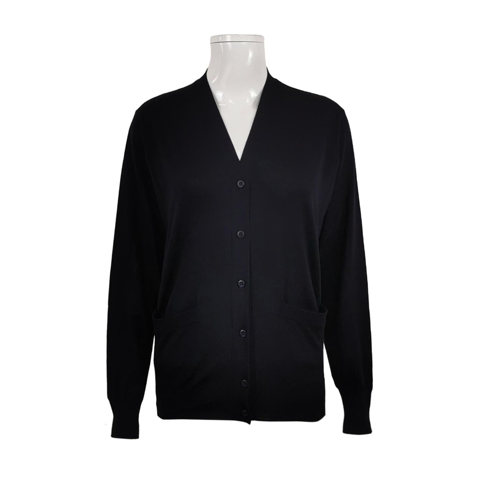 Prada Prada Black Wool V-Neck Button-Up Sweater 0089 Size XS / US 0-2 / IT 36-38 - 1 Thumbnail