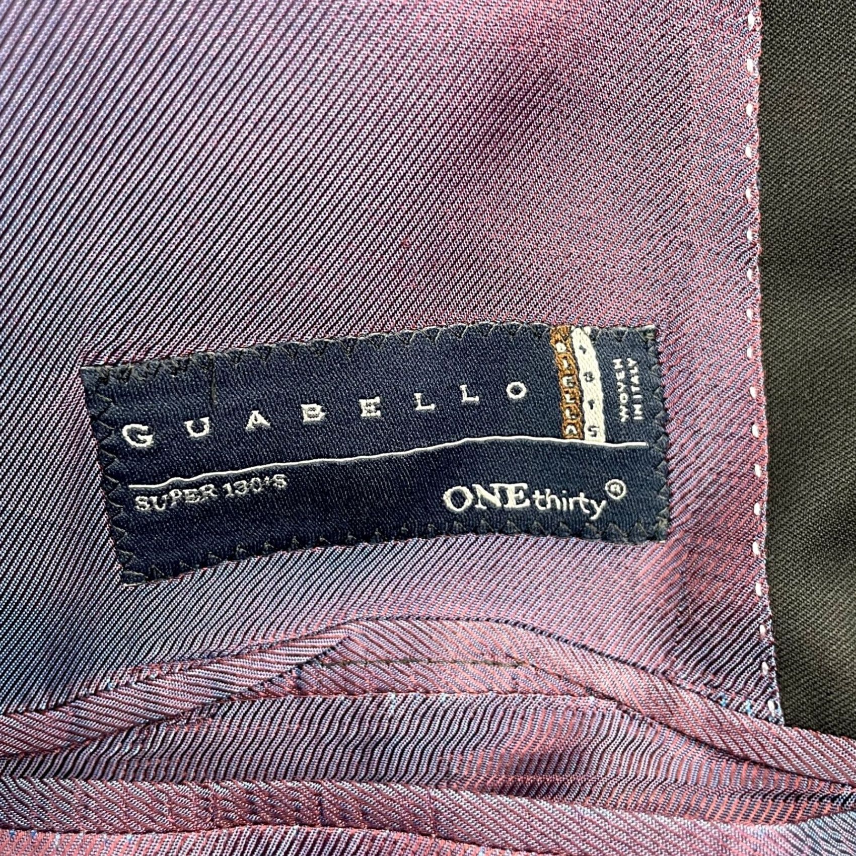 Vintage Guabello Men's Blazer 2-Button Wool Black 44R Italy Notch Lapel Double-Vented Silver Buttons 130's Size 44R - 6 Thumbnail