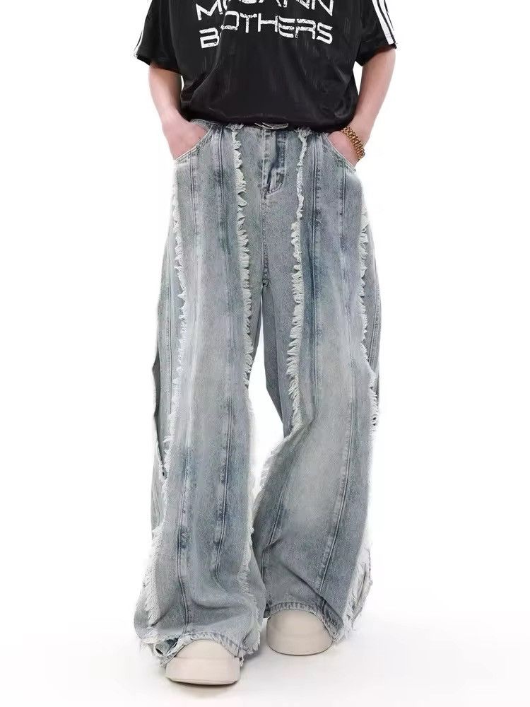 Japanese Brand × Vintage Y2K Streetwear Washed Blue Baggy Stacked Jeans Size US 33 - 2 Thumbnail