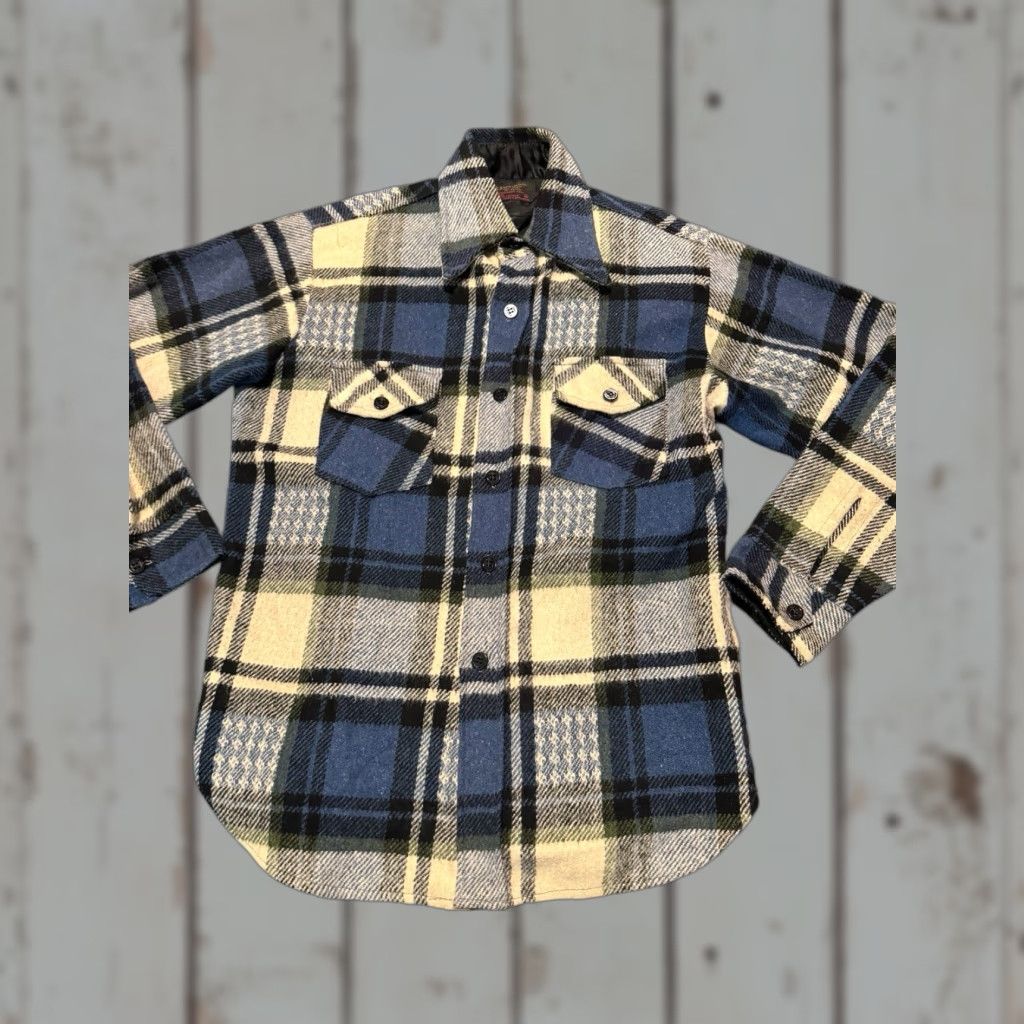 Vintage VINTAGE CPO Wool Blend Shirt Jacket Blue Plaid Linen M Shacket Jacket Mens Shacket Fall Winter Spring Wool Shirt Jacket Blue Plaid M Mens Size US M / EU 48-50 / 2 - 1 Thumbnail
