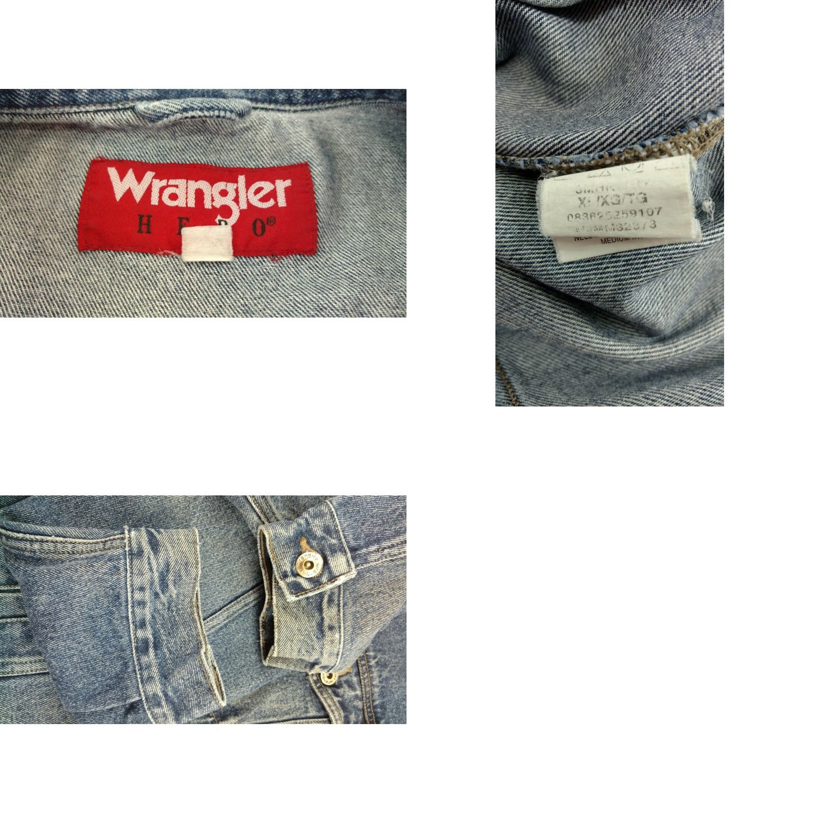 Wrangler VINTAGE Wrangler Hero Denim Jacket Distressed Jean Trucker Cowboy Men's XL Blue Denim Jacket with Metal Buttons Size US 36 / EU 52 - 8 Thumbnail