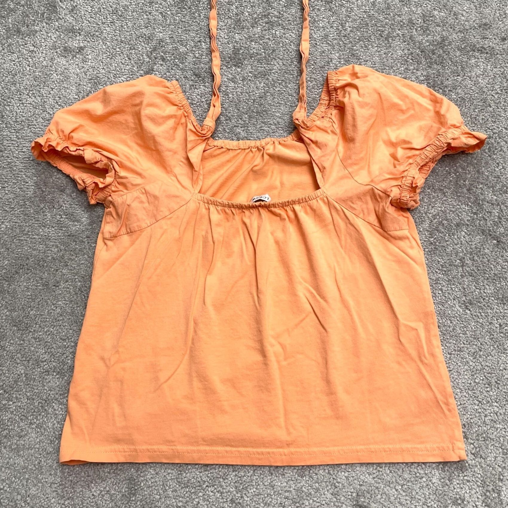 J.Crew J. Crew Tie Back Peasant Top Womens XS Orange Cotton Ruffles Puff Sleeve Casual Shirt Blouse Girls/ Women? Size XS / US 0-2 / IT 36-38 - 3 Thumbnail