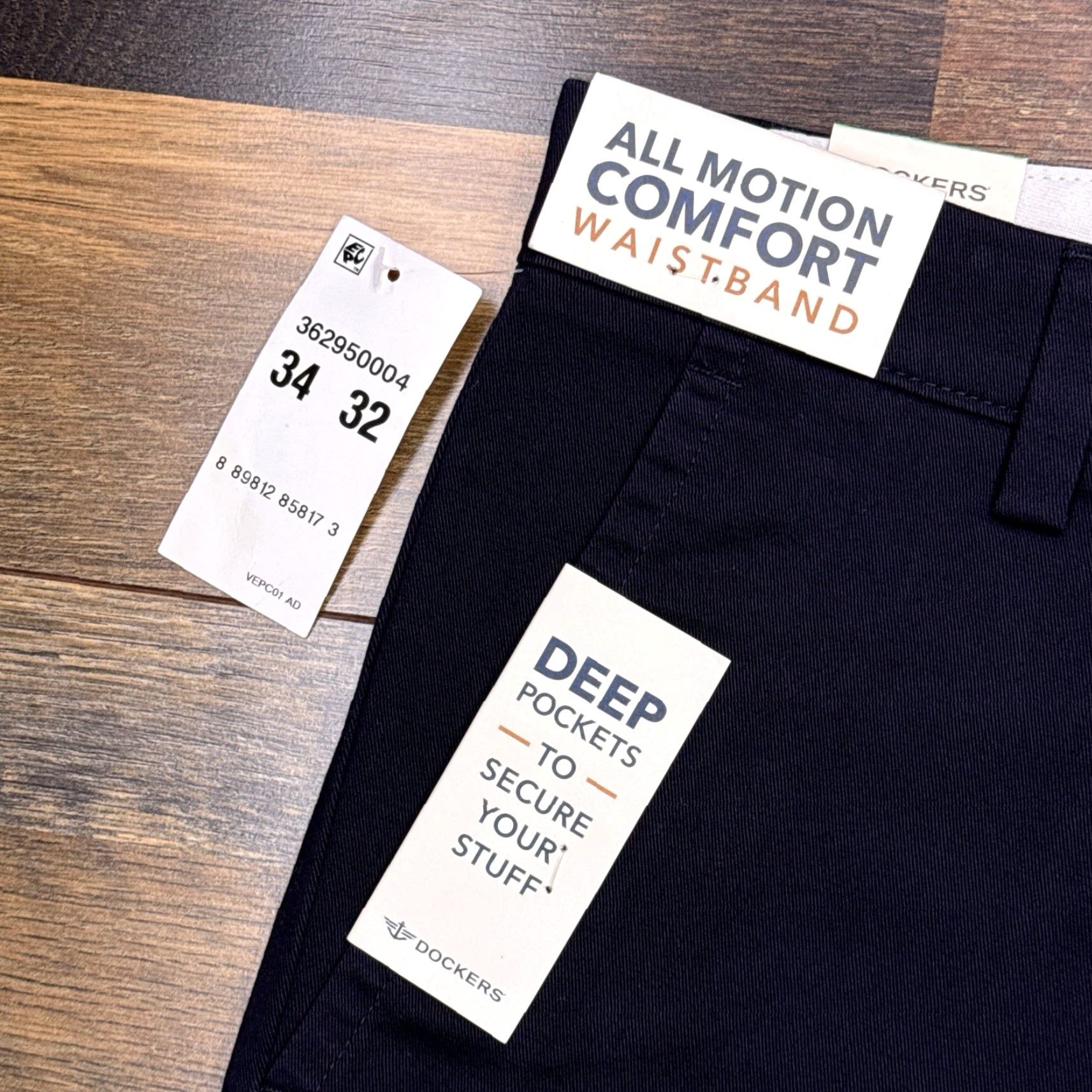 Dockers DOCKERS Slim Khakis Pants Mens 34x32 Navy Blue Tapered Stretch Flat Front Casual Workwear - New Size US 34 / EU 50 - 5 Thumbnail