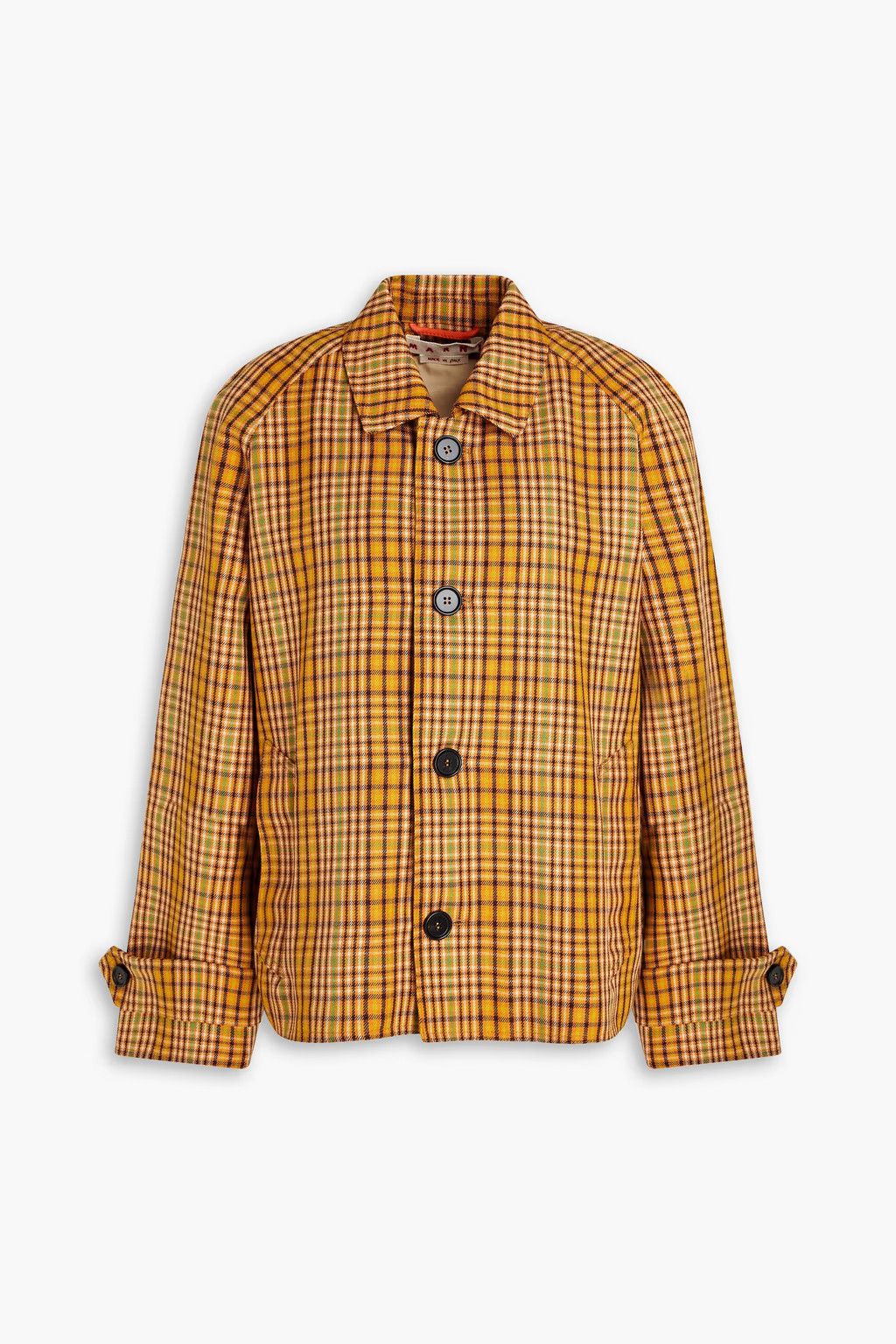 image of Marni O1W1Db10524 Checked Wool Jacket In Marigold, Women's (Size XL)