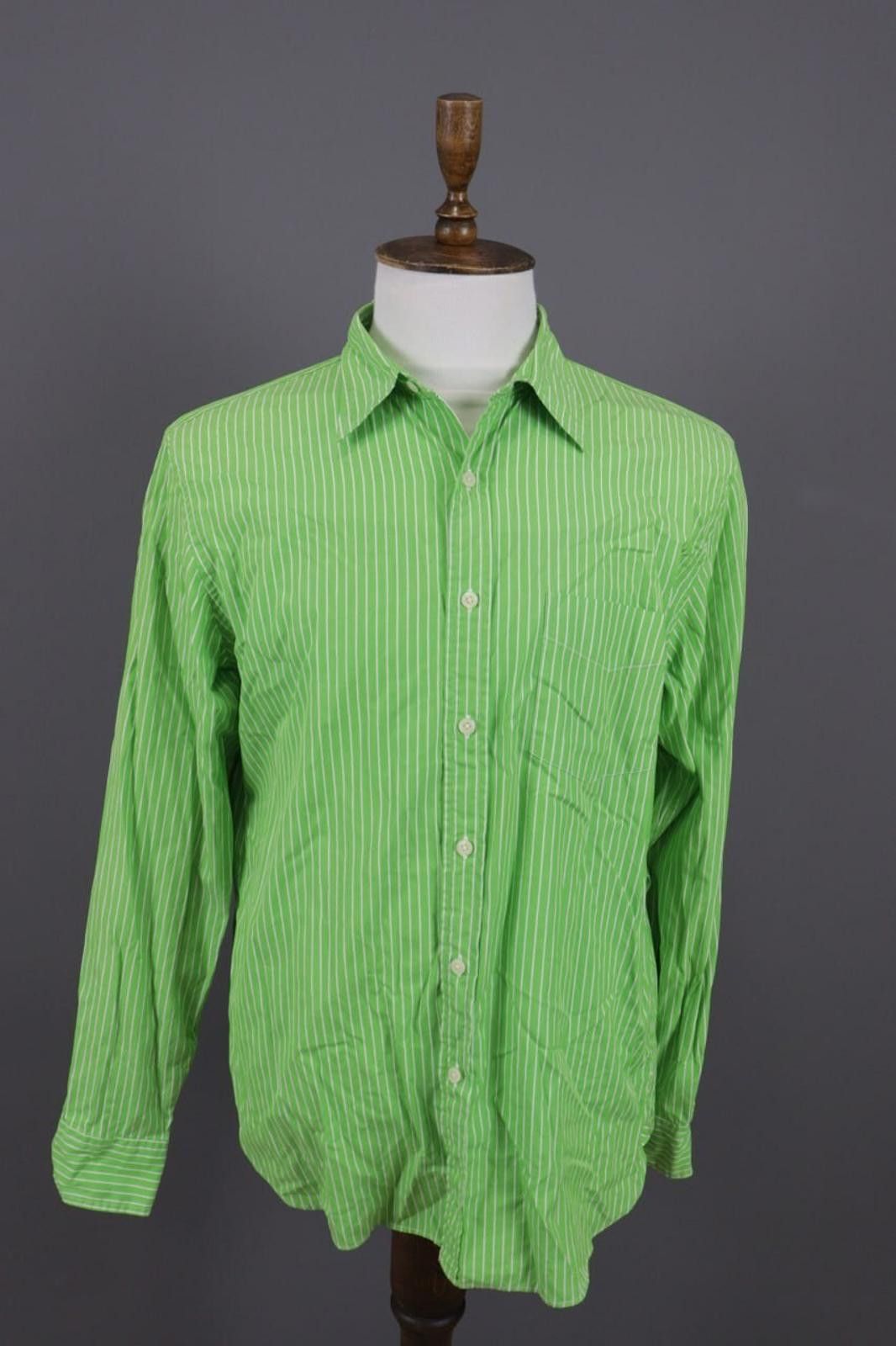 J.Crew J.Crew Tailored Fit Green Striped Dress Shirt Size 42 / L Size US L / EU 52-54 / 3 - 1 Thumbnail