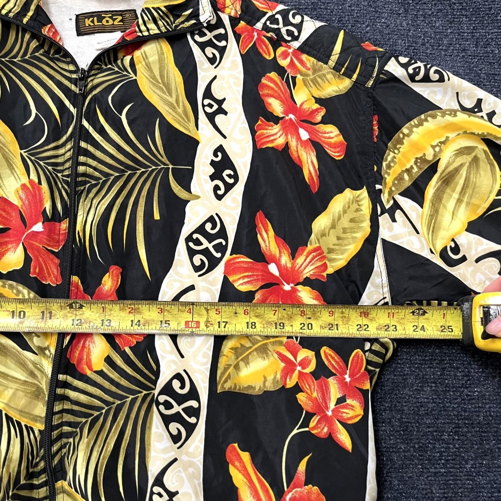 Vintage Kloz Jacket Mens M Black Red Floral Tropical Hawaiian Zip Windbreaker Size US M / EU 48-50 / 2 - 7 Thumbnail