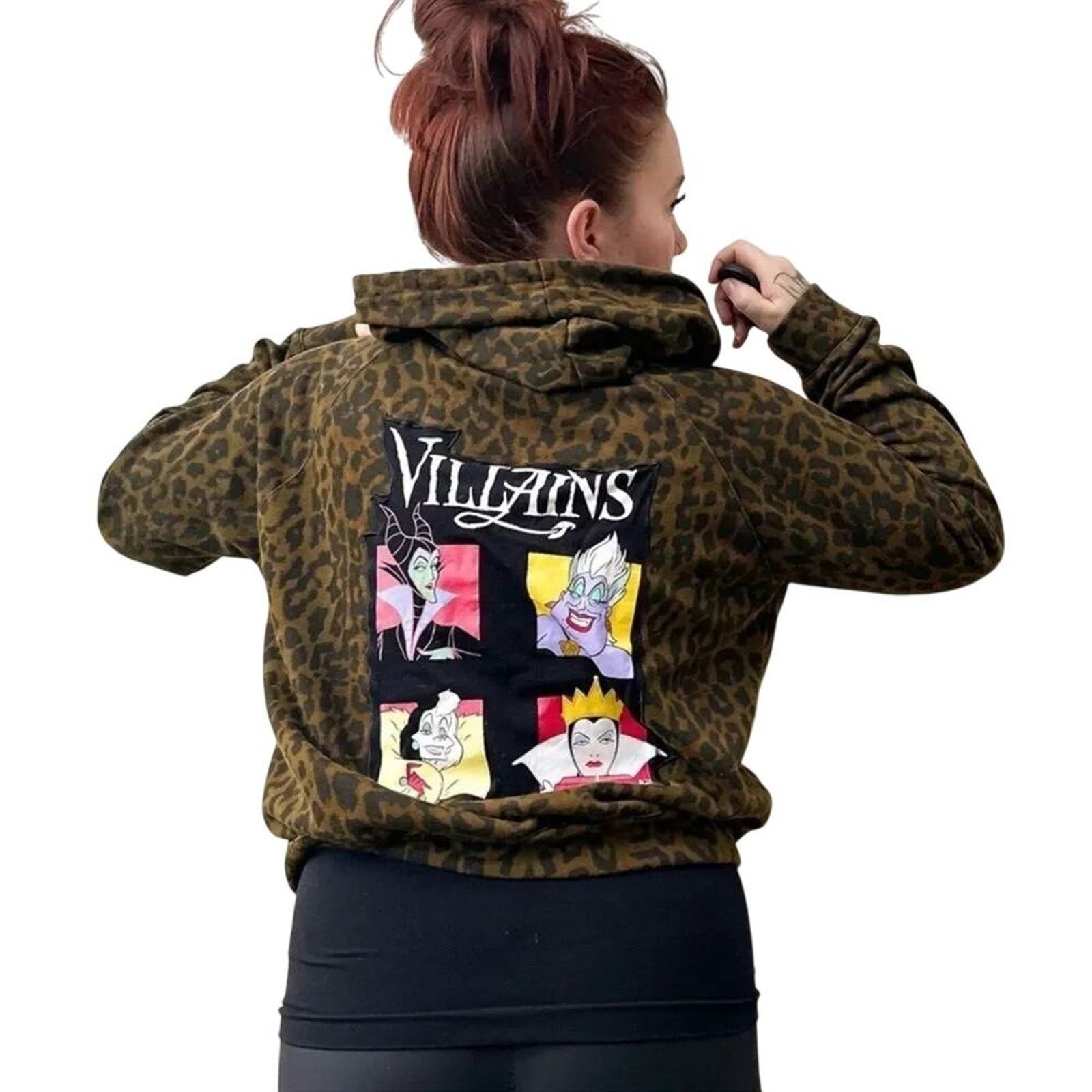 Other Disney Villain Graphic Zip Up Leopard Print Hoodie OOAK Size M / US 6-8 / IT 42-44 - 1 Thumbnail