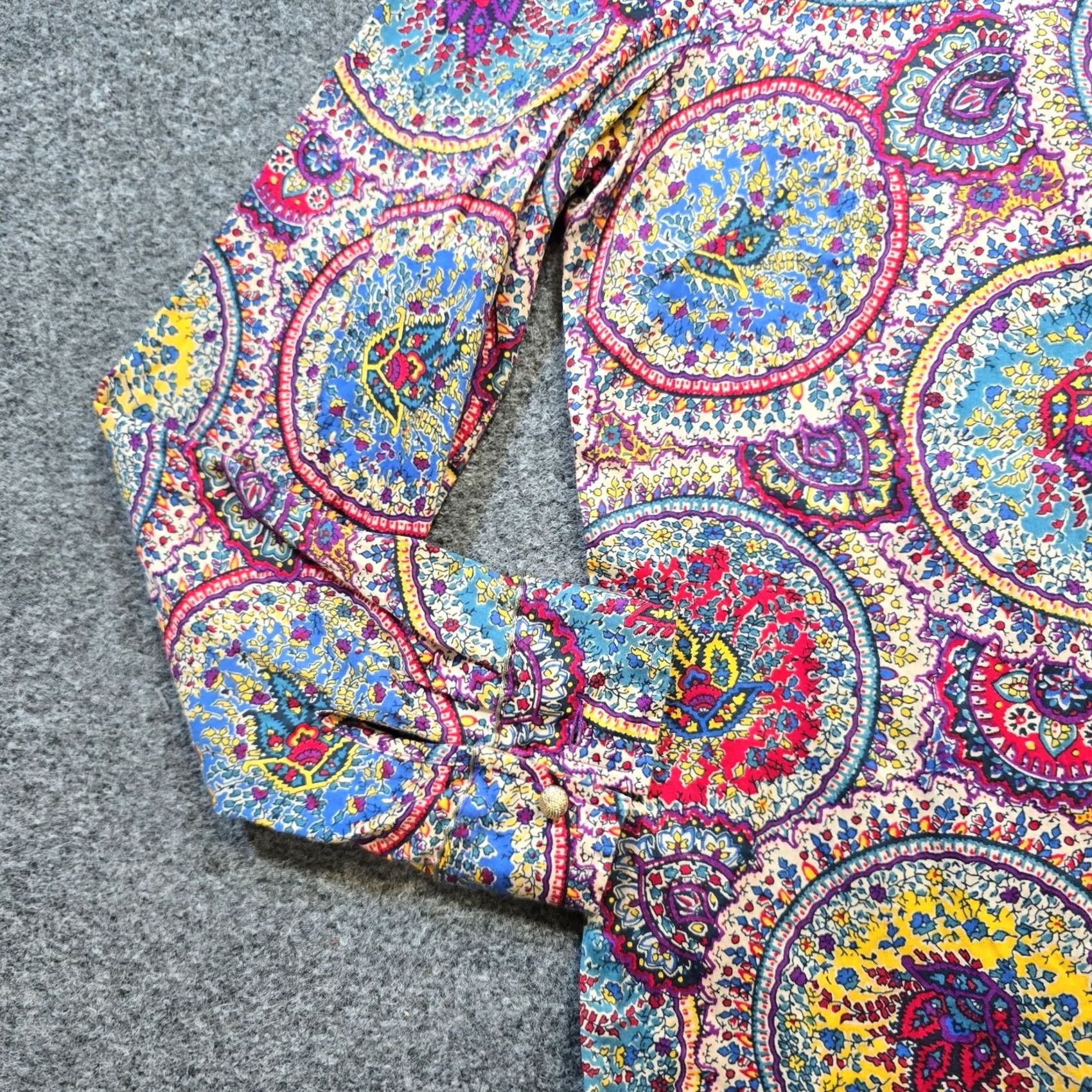 Talbots Talbots Top Women 8 Blue Yellow Colorful Fitted Long Sleeve Classic Career Shirt Mens Womens Girls Boys Size M / US 6-8 / IT 42-44 - 4 Thumbnail