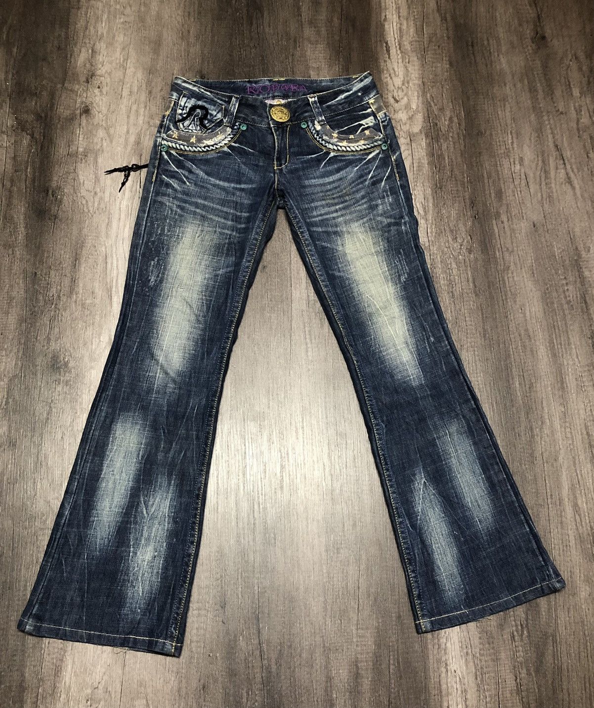 If Six Was Nine × Japanese Brand VINTAGE RIOBERA FLARE JEANS RARE DESIGN UNISEX Size US 30 / EU 46 - 6 Thumbnail