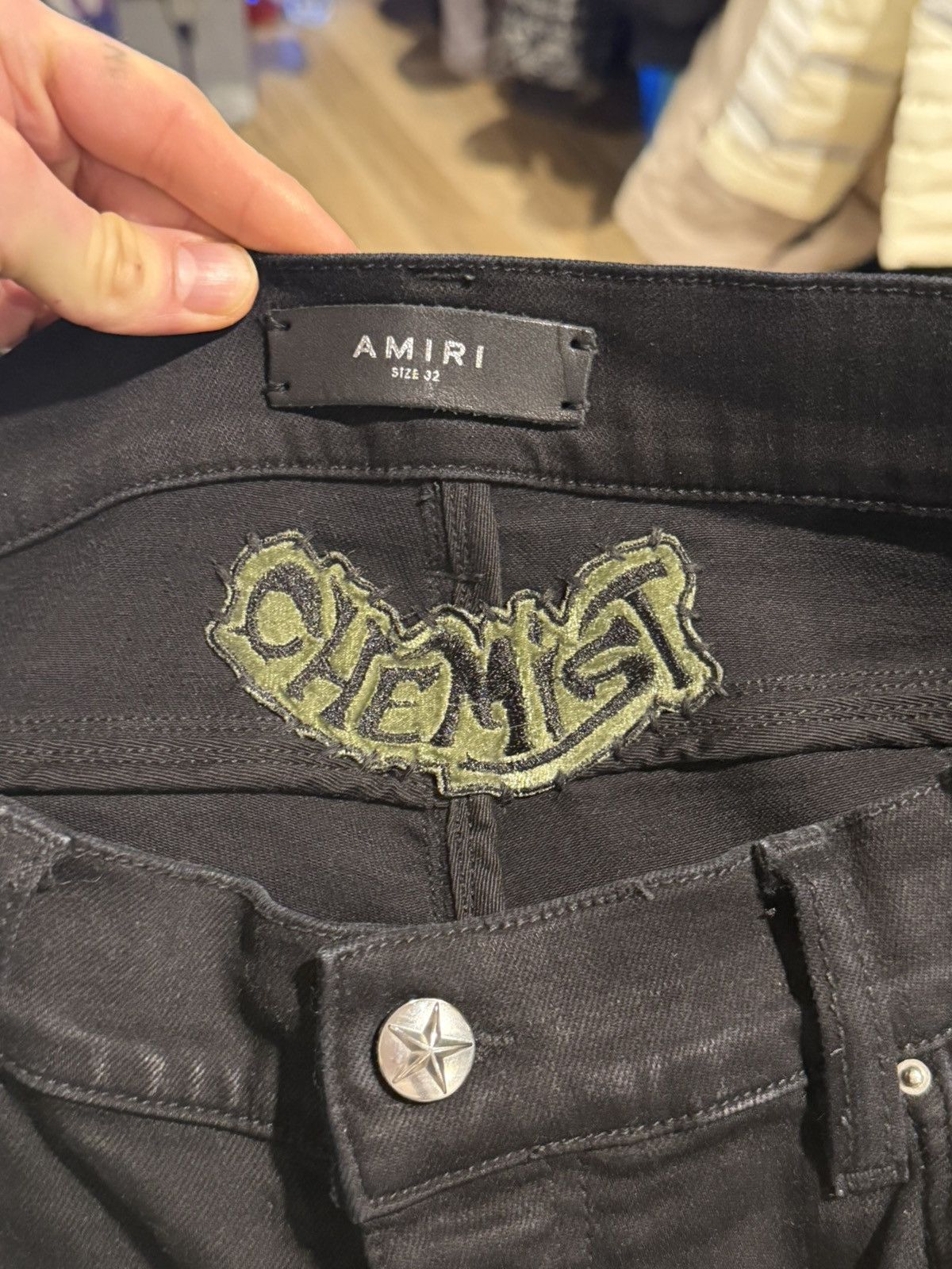 Amiri Amiri X Chemist Camo Leather Star Patch Blk Denim Jeans Size US 32 / EU 48 - 16 Thumbnail