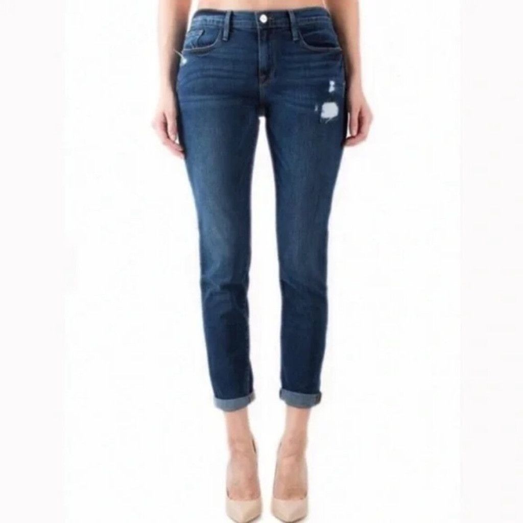 Other FRAME DENIM 'Le Garçon' Boyfriend Cropped Blue Jeans Size 26 Size 26" / US 2 / IT 38 - 2 Thumbnail