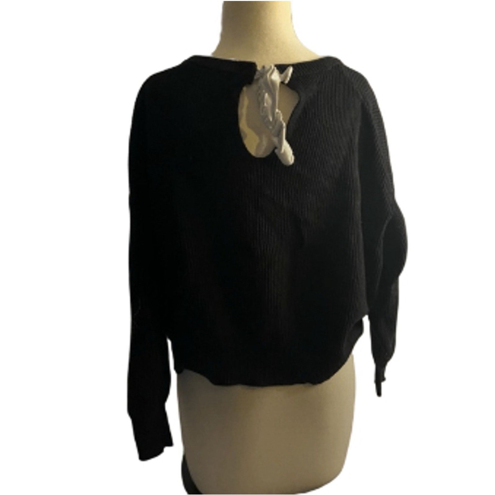Zara Minimalist Ribbed Knit Black Pullover Sweater Zara Knit S Size S / US 4 / IT 40 - 7 Thumbnail