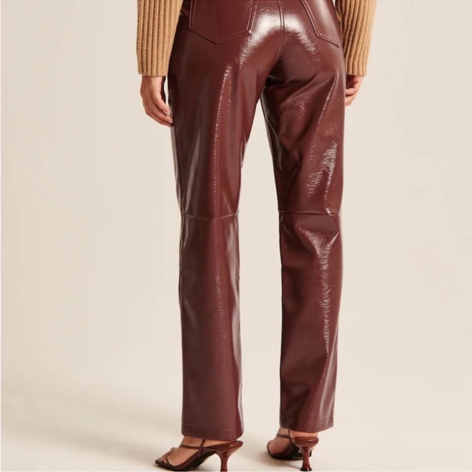 Abercrombie & Fitch Abercrombie 90s Straight Leg Ultra High Rise Leather Pants Size 31" - 3 Thumbnail