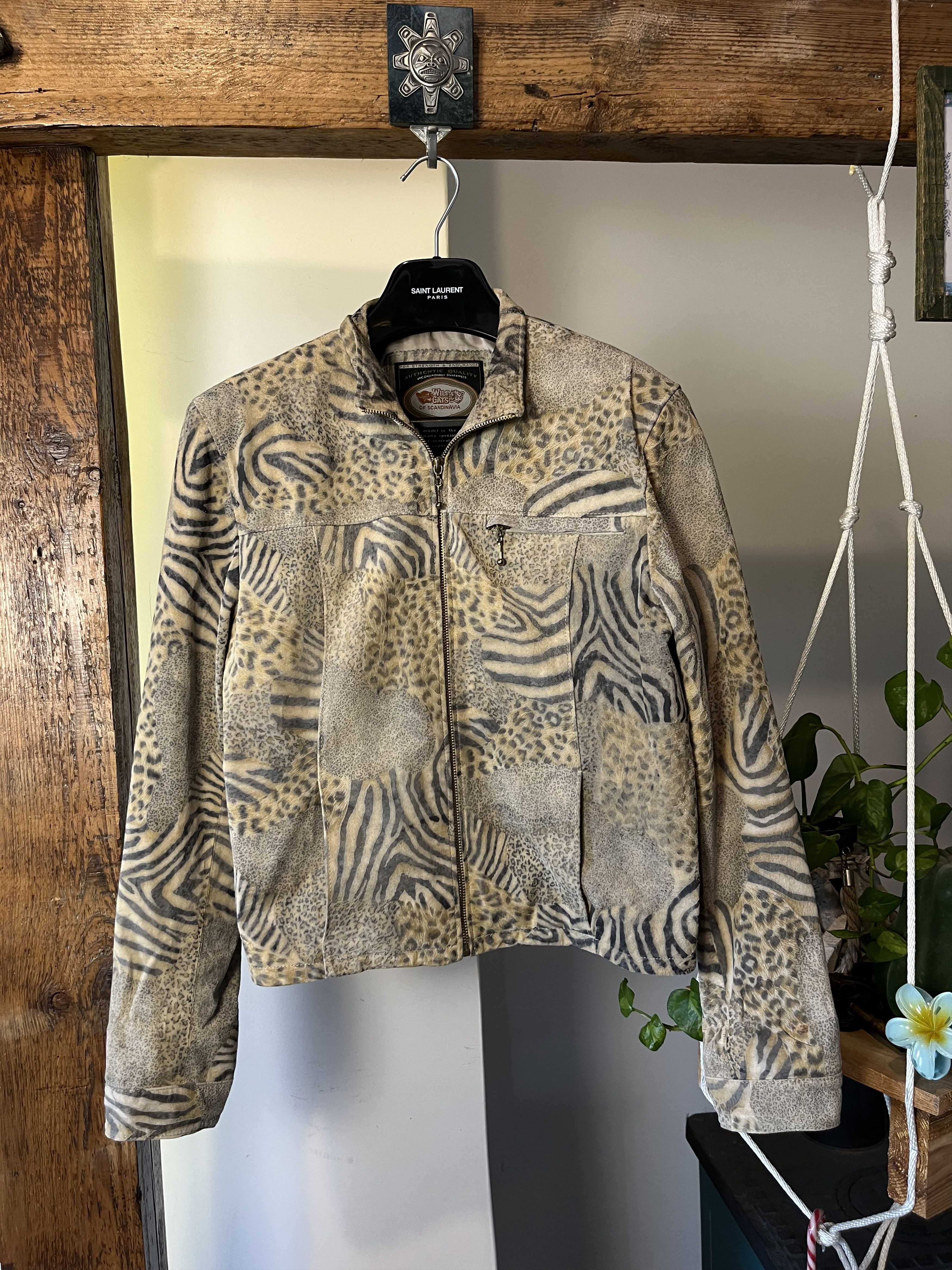 Vintage 90s y2k Leopard Gepard Tiger Pimp Cropped Leather Jacket Size M / US 6-8 / IT 42-44 - 1 Thumbnail