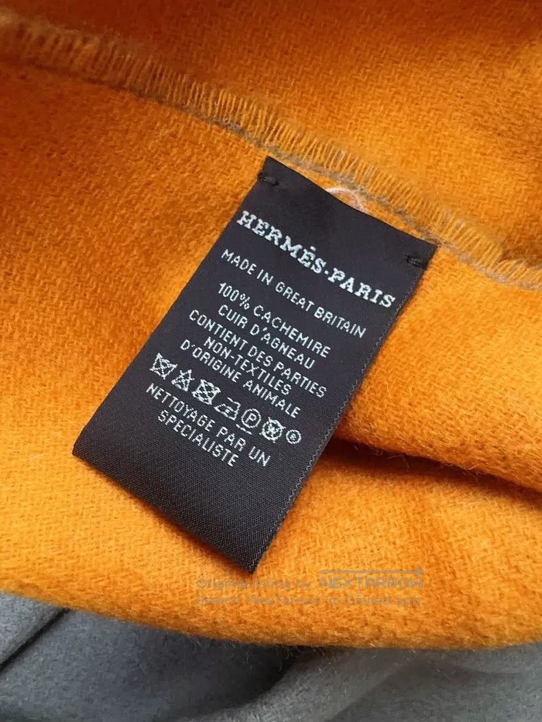 Hermes Hermes Grey Brown and Orange Dual-Sided Cashmere Scarf Size ONE SIZE - 6 Thumbnail