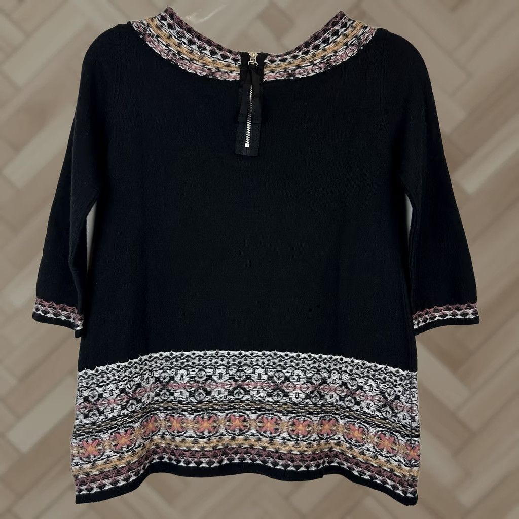 Vintage Sleeping On Snow Anthropologie Sweater XS Black Floral Embroidered Acrylic Wool Blend Women Size XS / US 0-2 / IT 36-38 - 1 Thumbnail