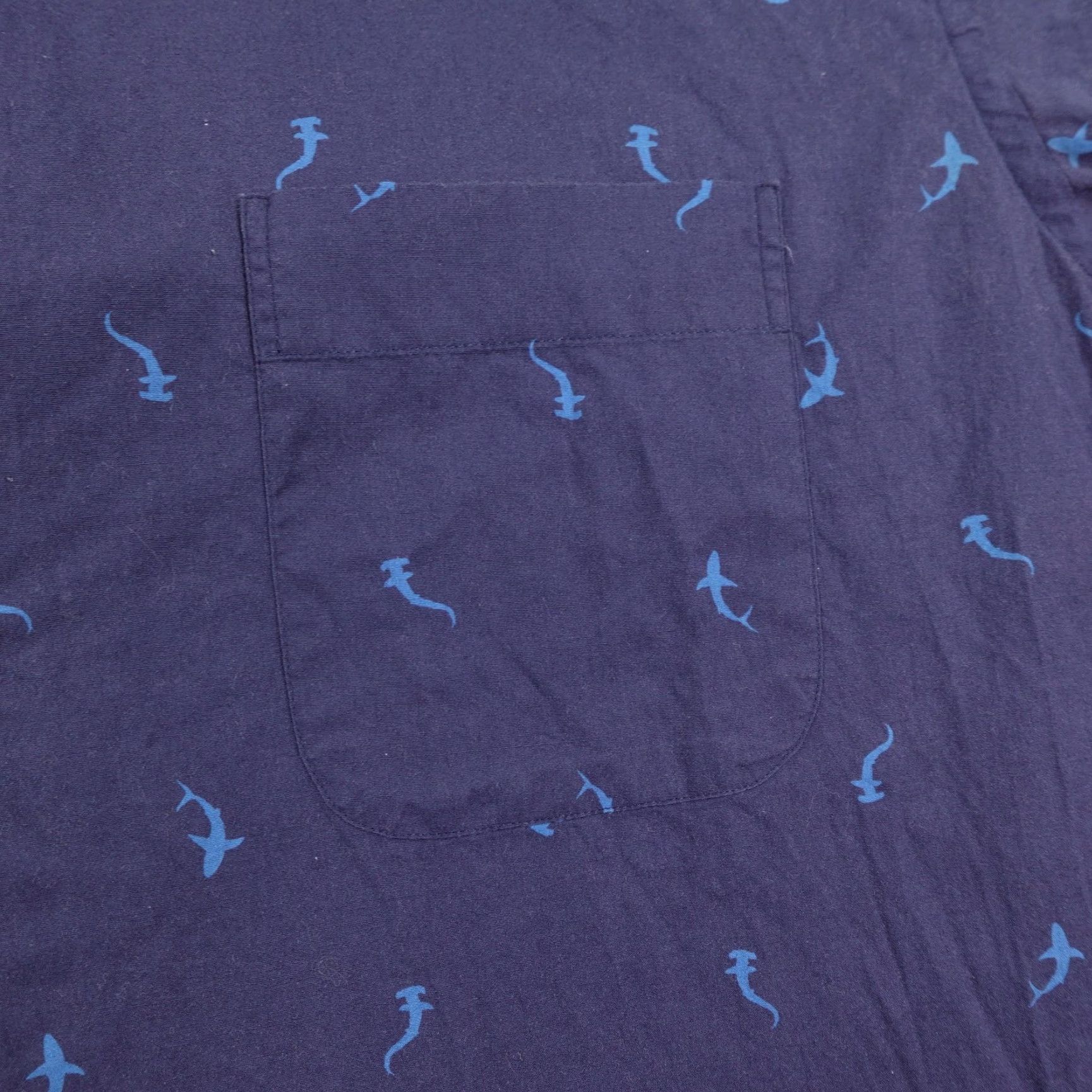 Peter Millar VINTAGE? (No) Peter Millar Shirt Men Large Navy Blue Shark Print Performance Flex Button-Up Short Sleeve Adult Large Blue Shark Beach Casual Travel Size US L / EU 52-54 / 3 - 3 Thumbnail