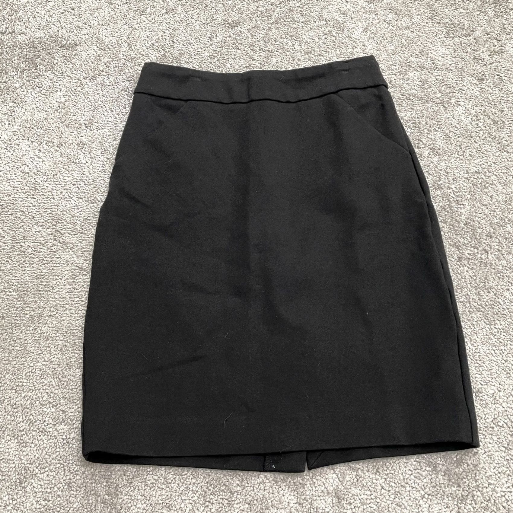 J.Crew J.Crew Skirt Women 00 Black Knee Length Pockets Straight & Pencil Knit Zip High Rise Vintage No Size 24" / US 00 / IT 34 - 2 Thumbnail