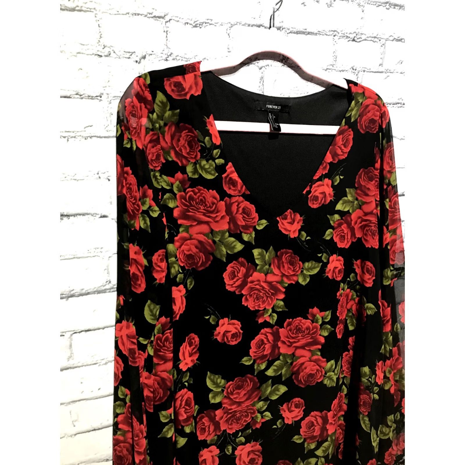 forever 21 long sleeve floral dress Tiered Ditsy Mini Cream Medium at Amazon Women's Clothing store sheer lace panels Forever 21 Tiered Bell-Sleeve Mini