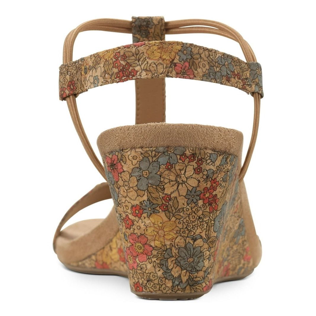 Other Style & Company Beige Floral T-Strap Wedge Slip On Slingback Size US 11 / IT 41 - 2 Thumbnail