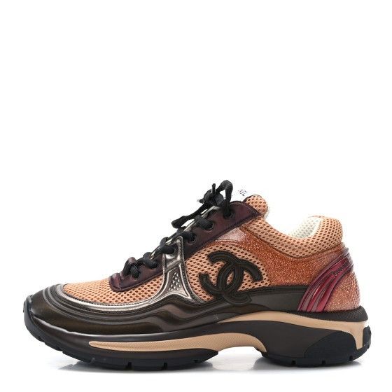 Chanel AUTHENTIC CHANEL Fabric Laminated Calfskin Stretch sneakers Size US 7 / IT 37 - 1 Thumbnail